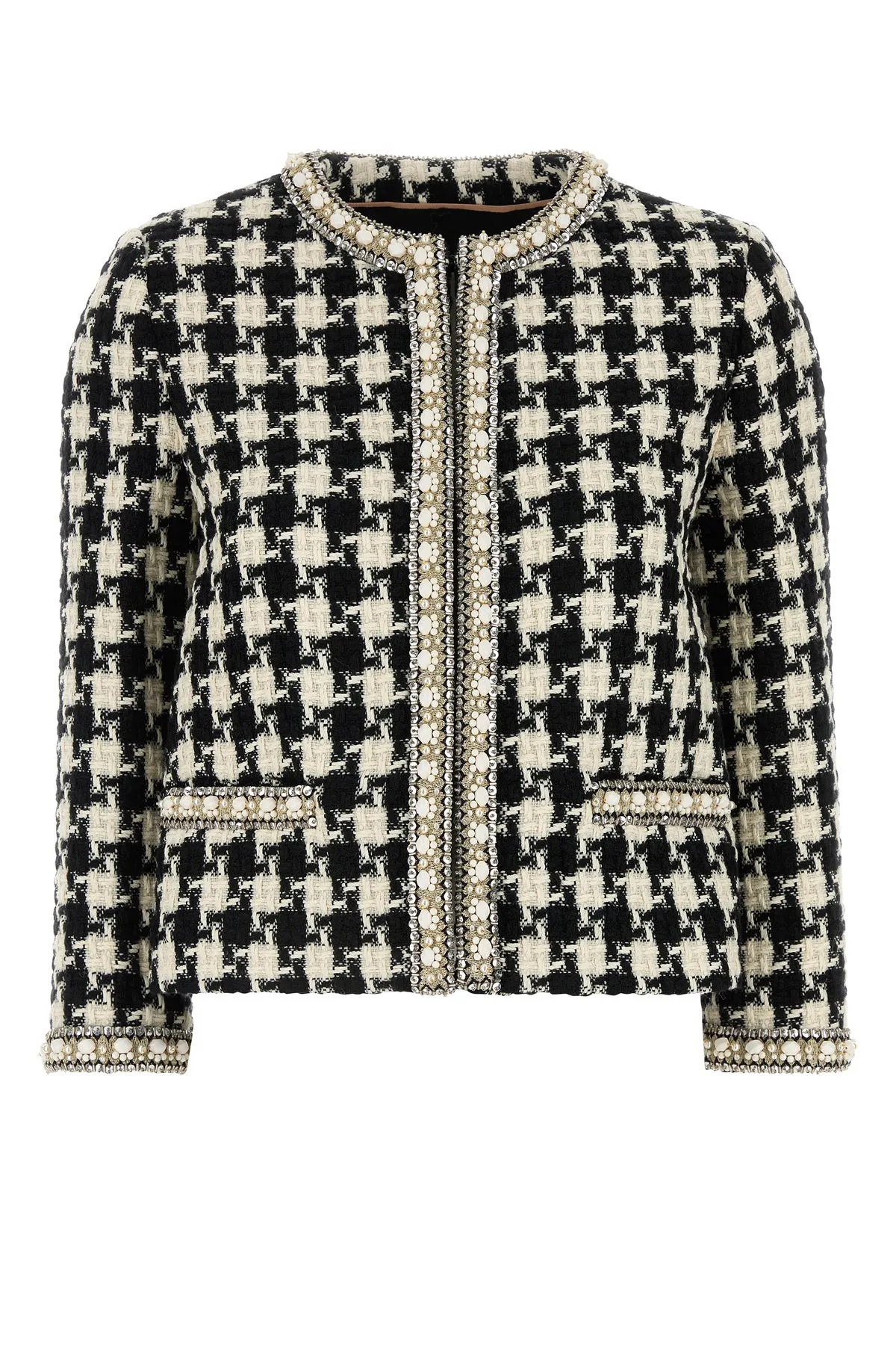 Embroidered tweed blazer