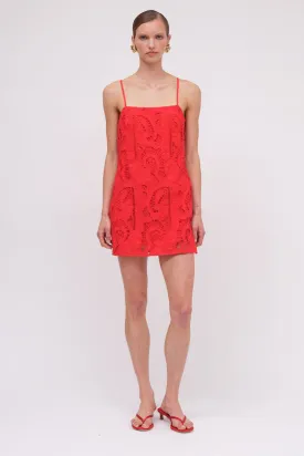 Florence Broderie Tunic Dress - Red