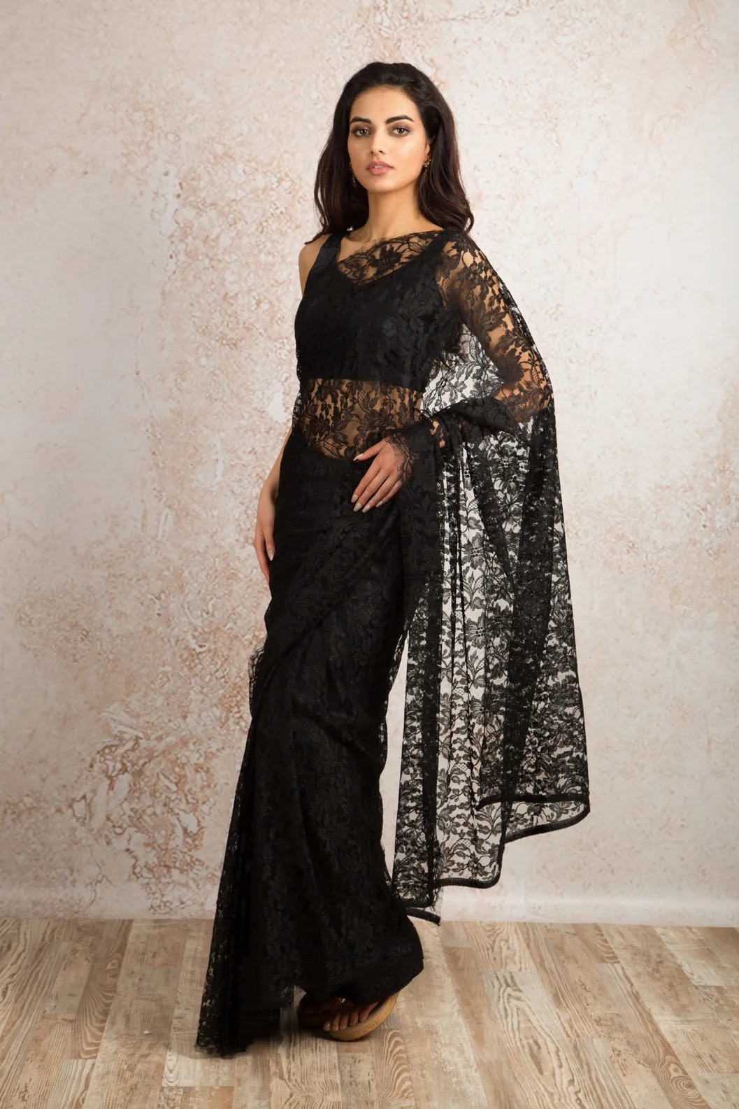 French Chantilly Lace Saree 16548G_U