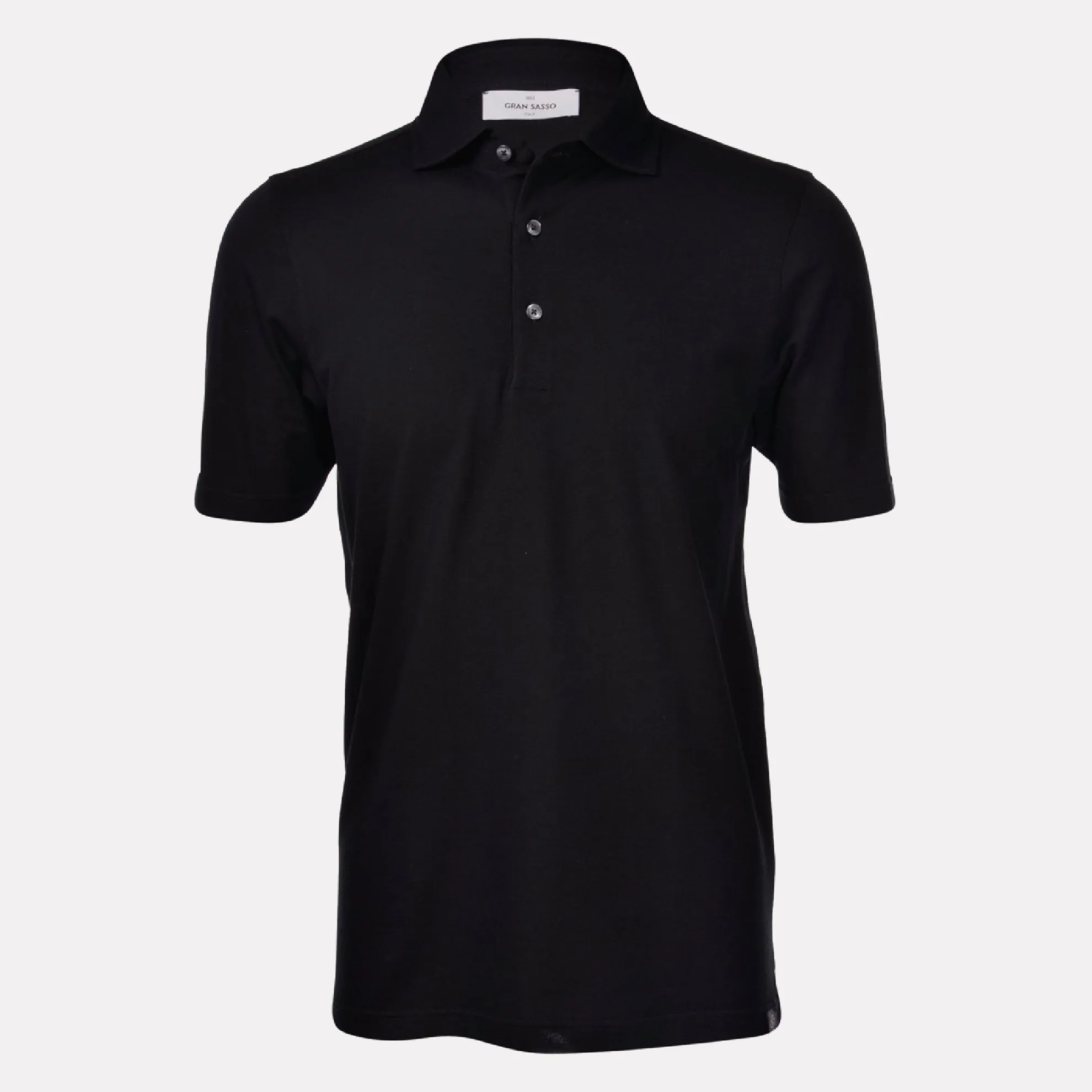 Gran Sasso Italian Made Mercerized Cotton Polo / Black