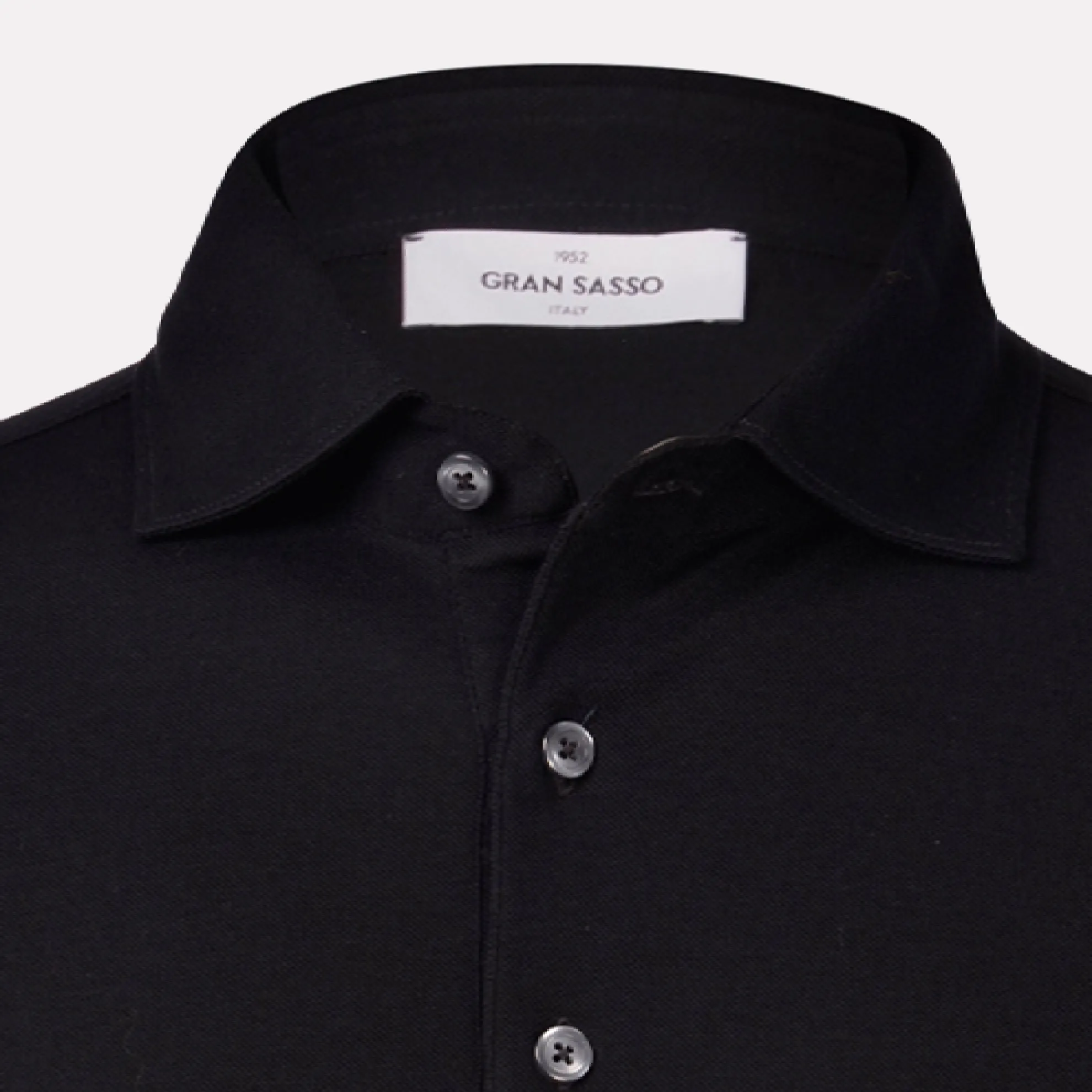 Gran Sasso Italian Made Mercerized Cotton Polo / Black