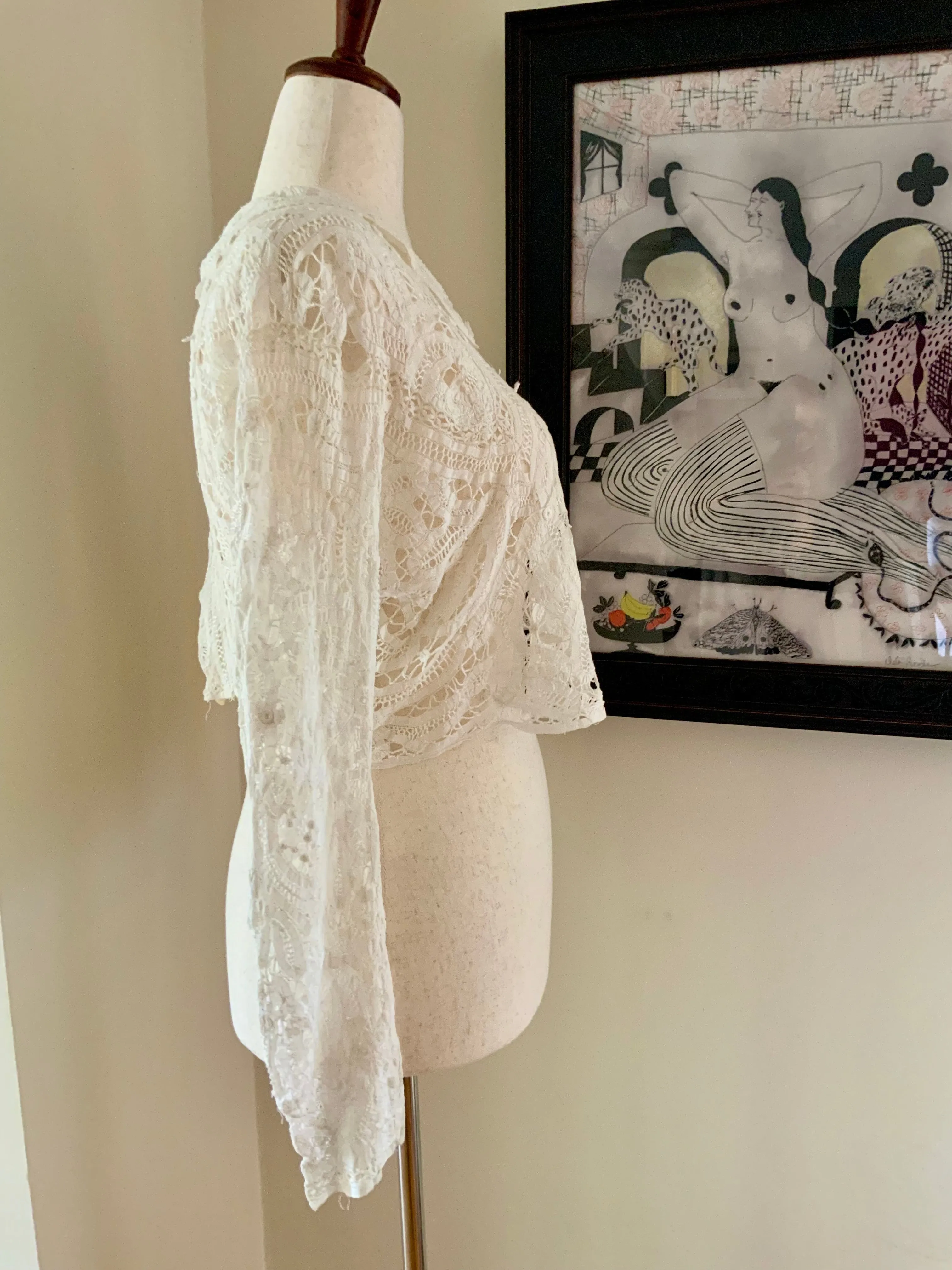 Hand Made Lace Antique Blouse - 1890s
