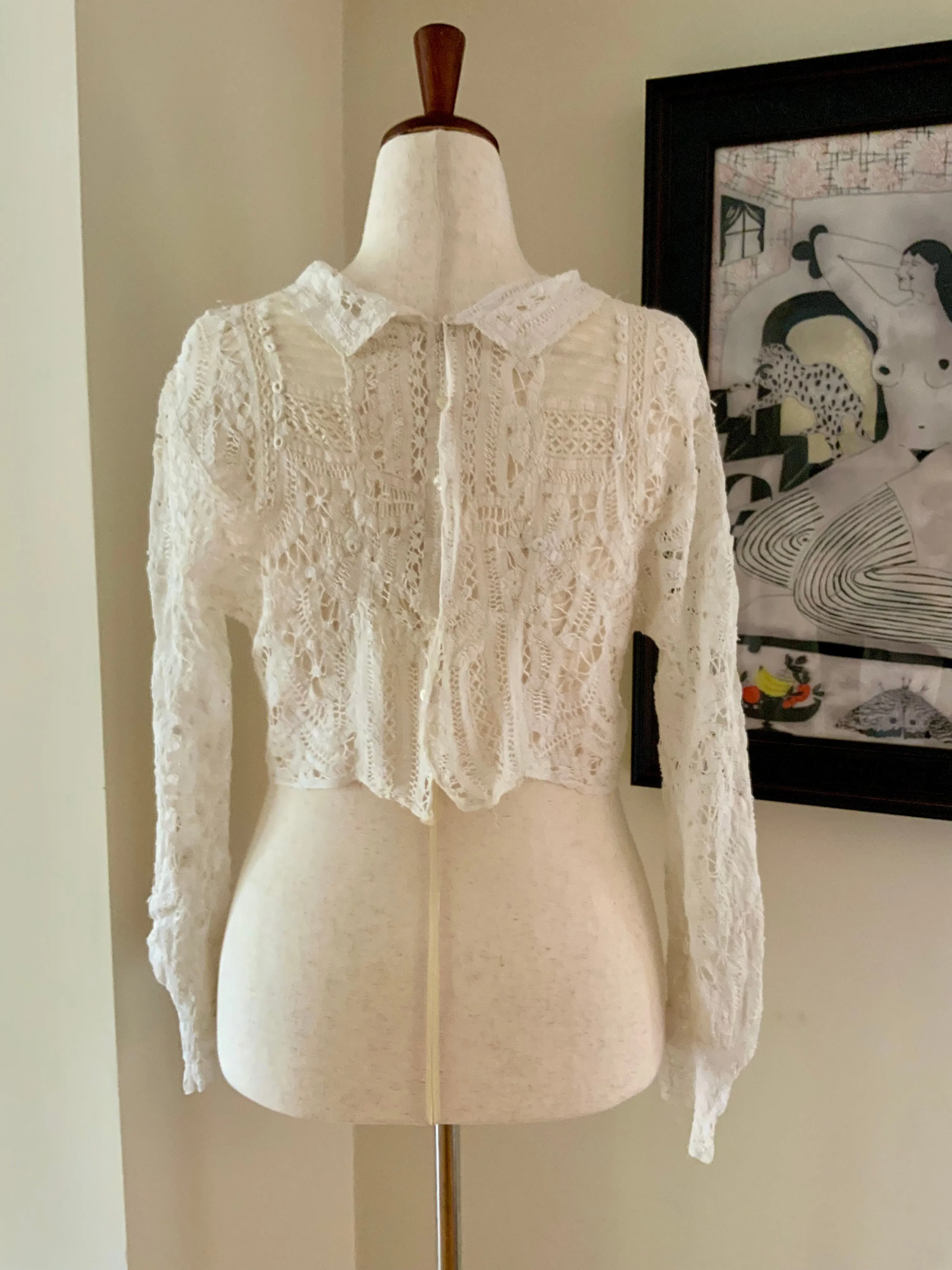 Hand Made Lace Antique Blouse - 1890s
