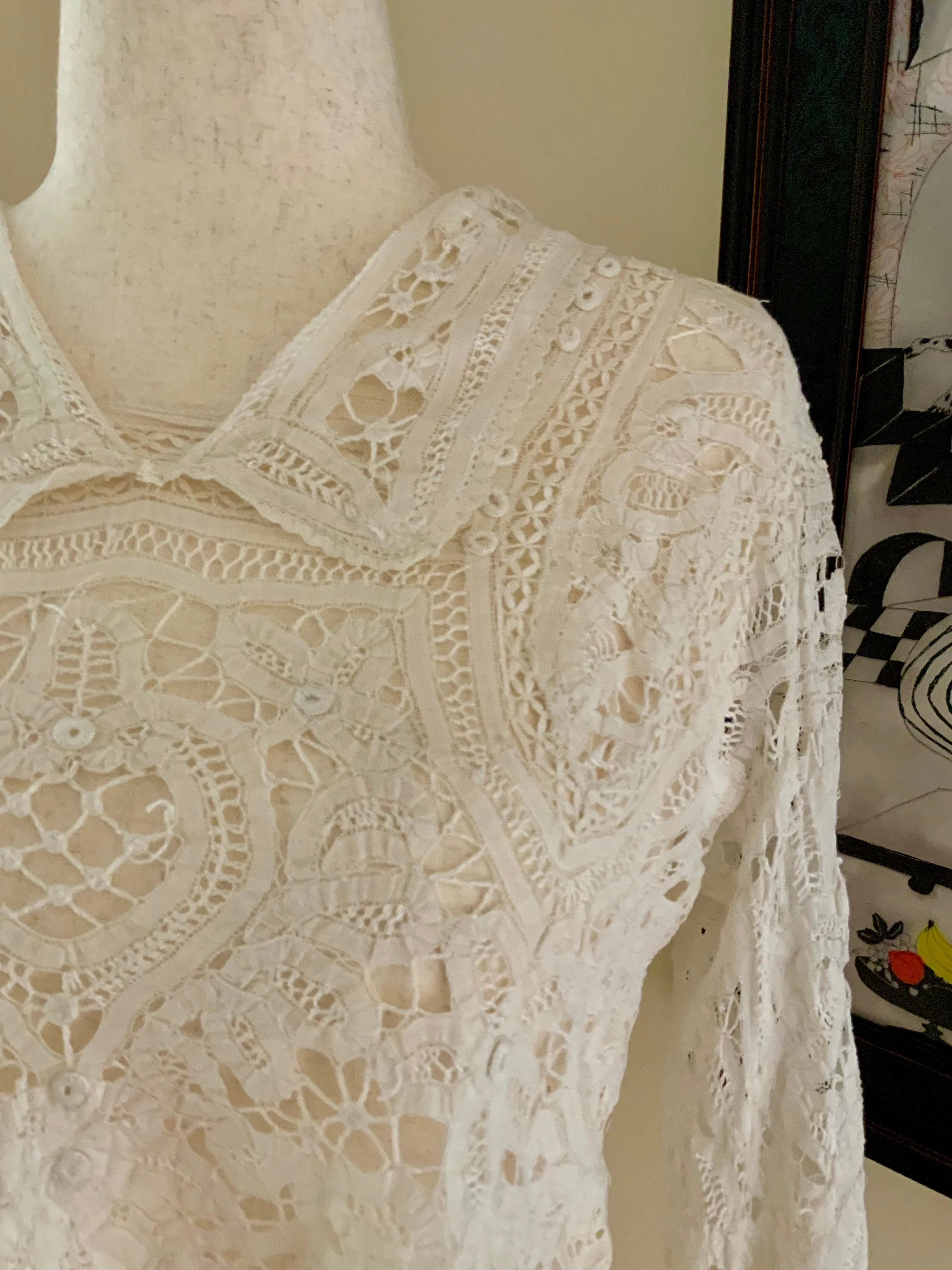 Hand Made Lace Antique Blouse - 1890s