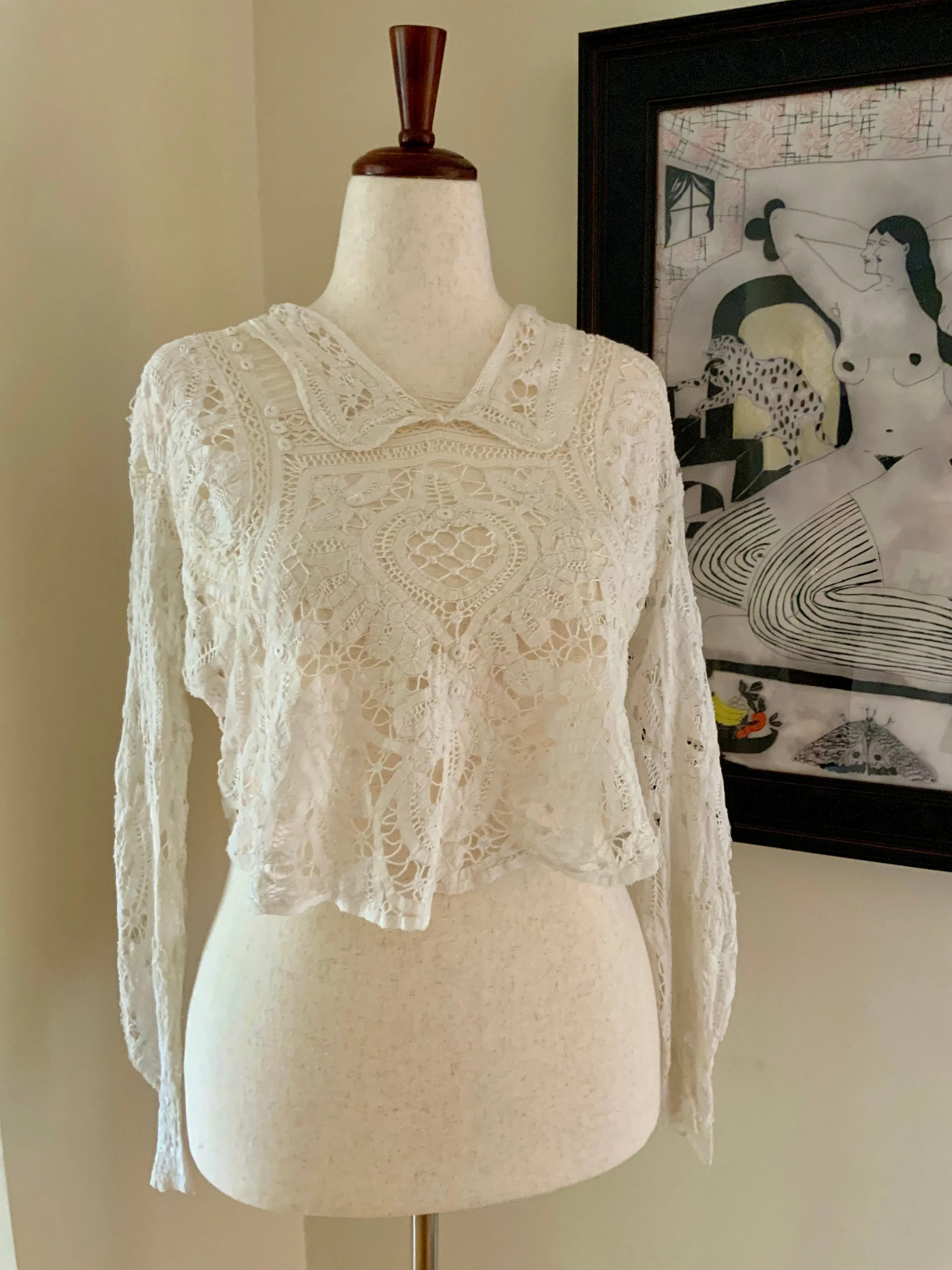 Hand Made Lace Antique Blouse - 1890s