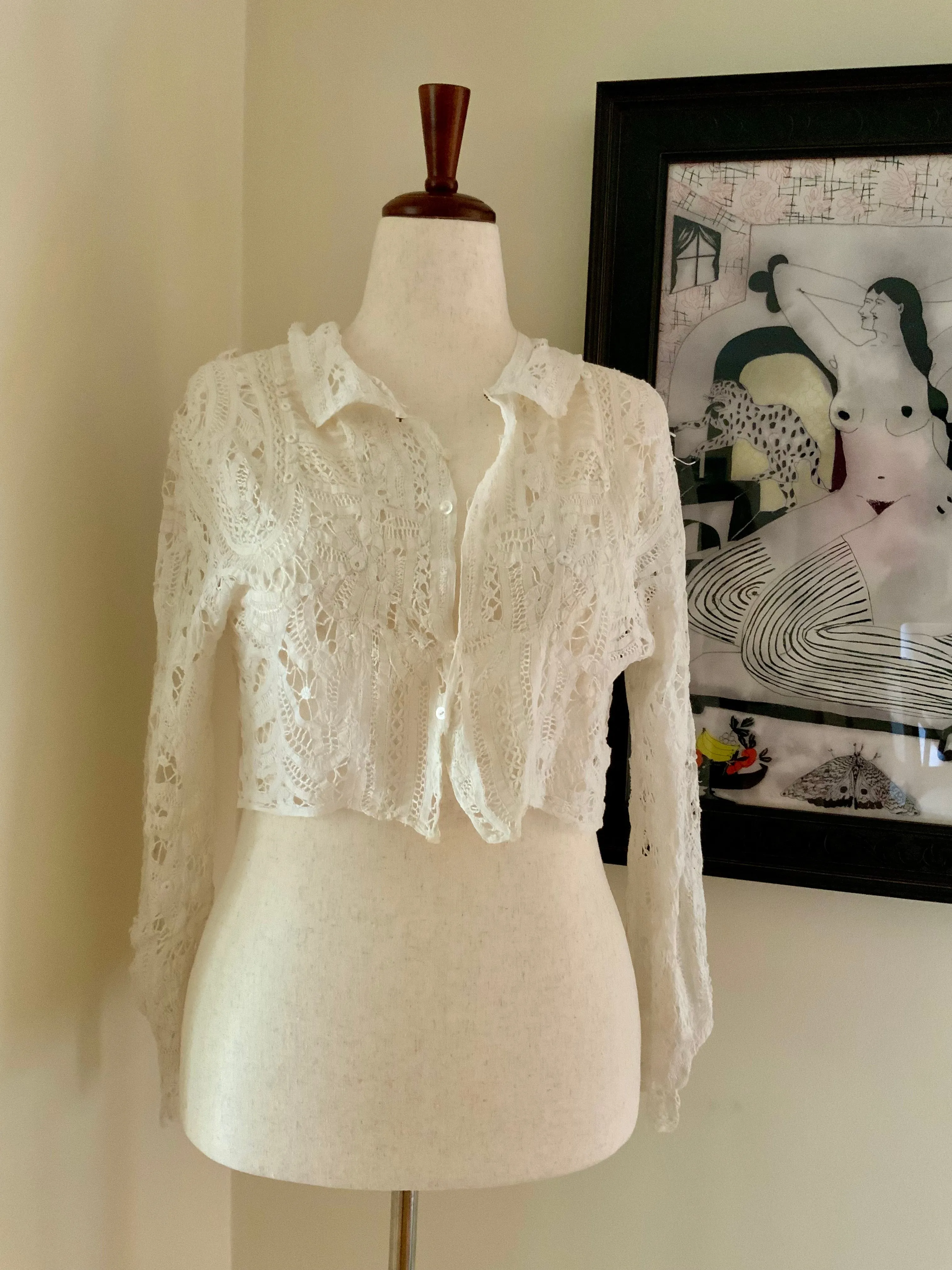 Hand Made Lace Antique Blouse - 1890s