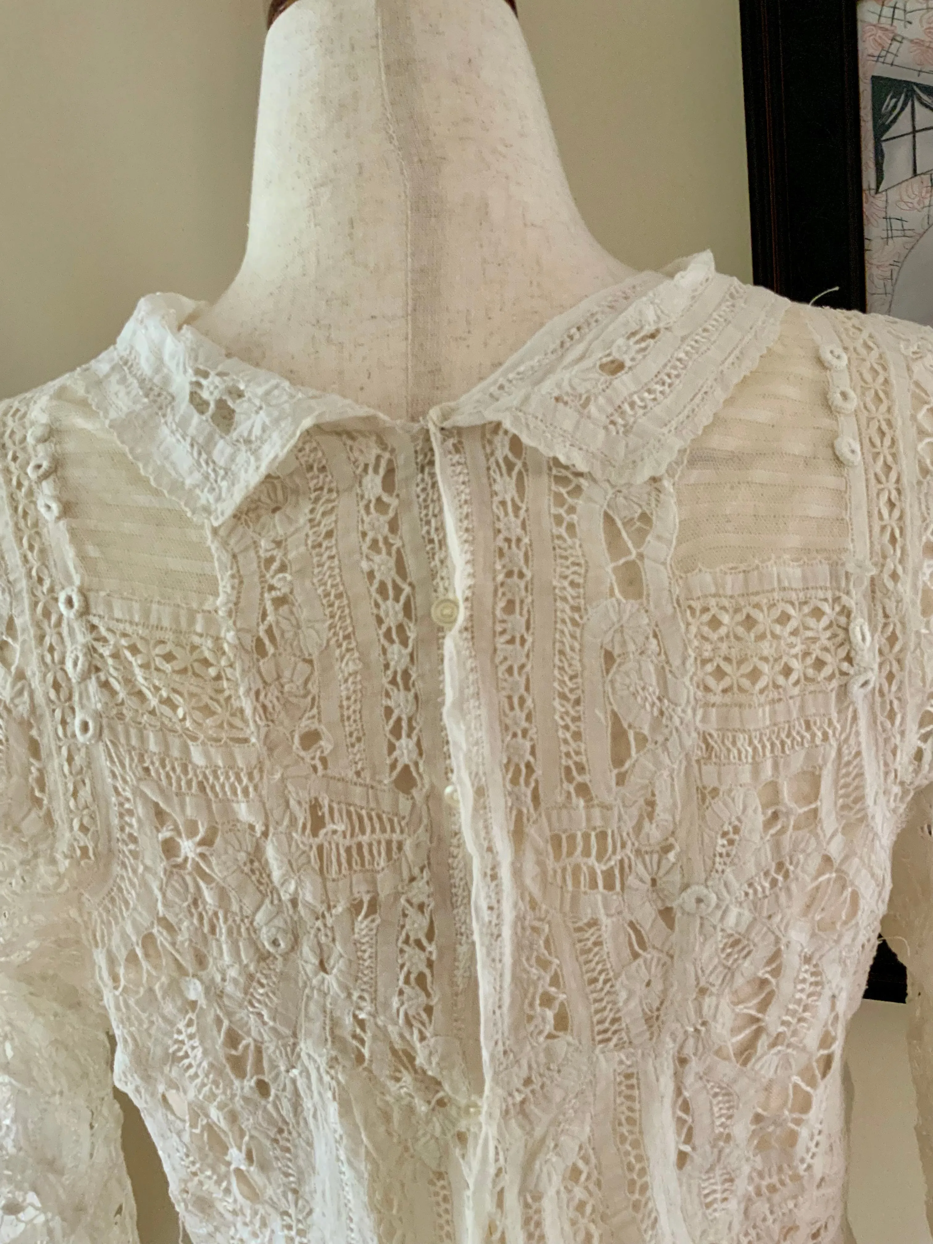 Hand Made Lace Antique Blouse - 1890s