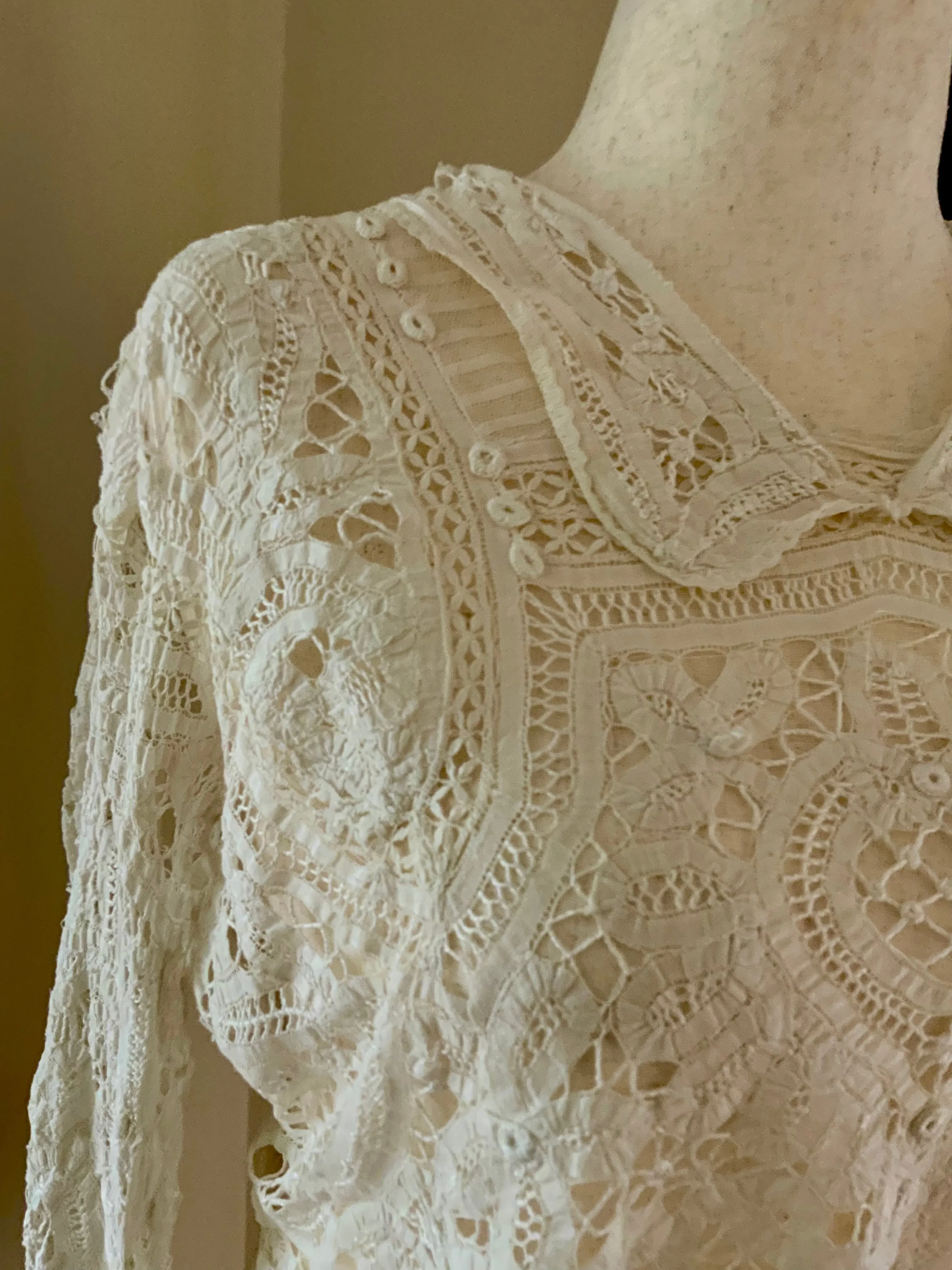 Hand Made Lace Antique Blouse - 1890s