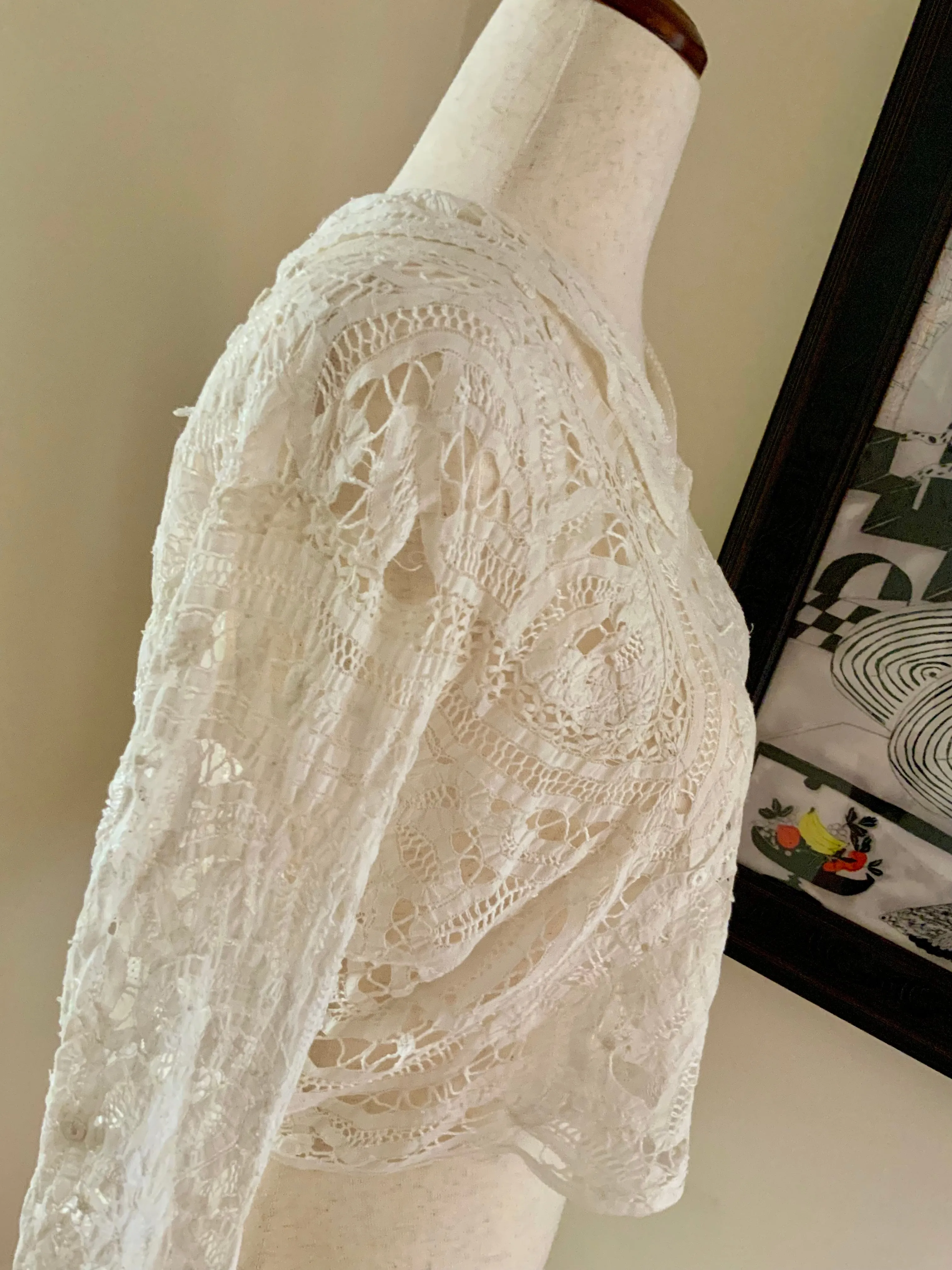 Hand Made Lace Antique Blouse - 1890s