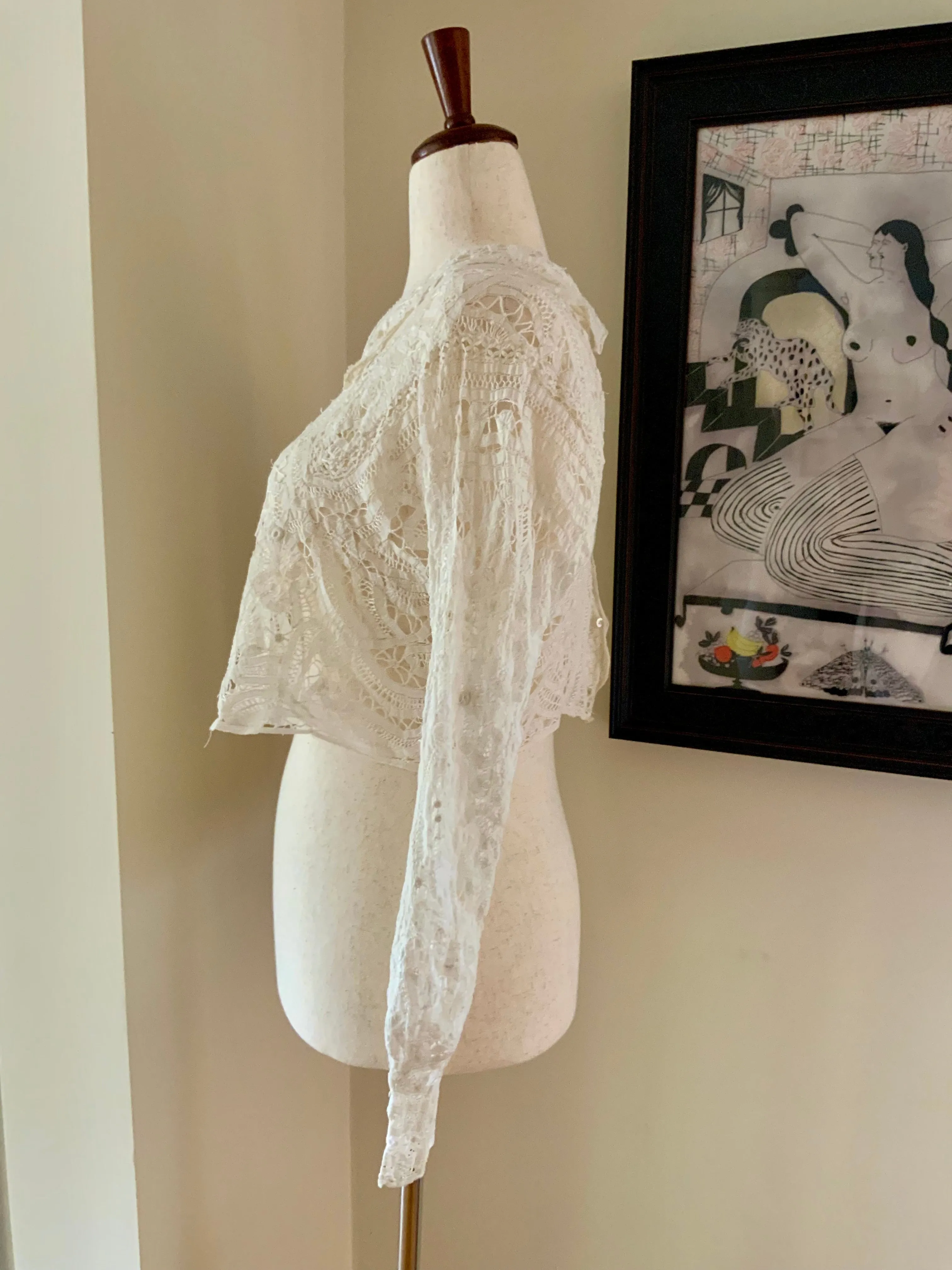 Hand Made Lace Antique Blouse - 1890s