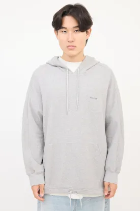 Heather Grey Oversized Drawstring Logo Hoodie