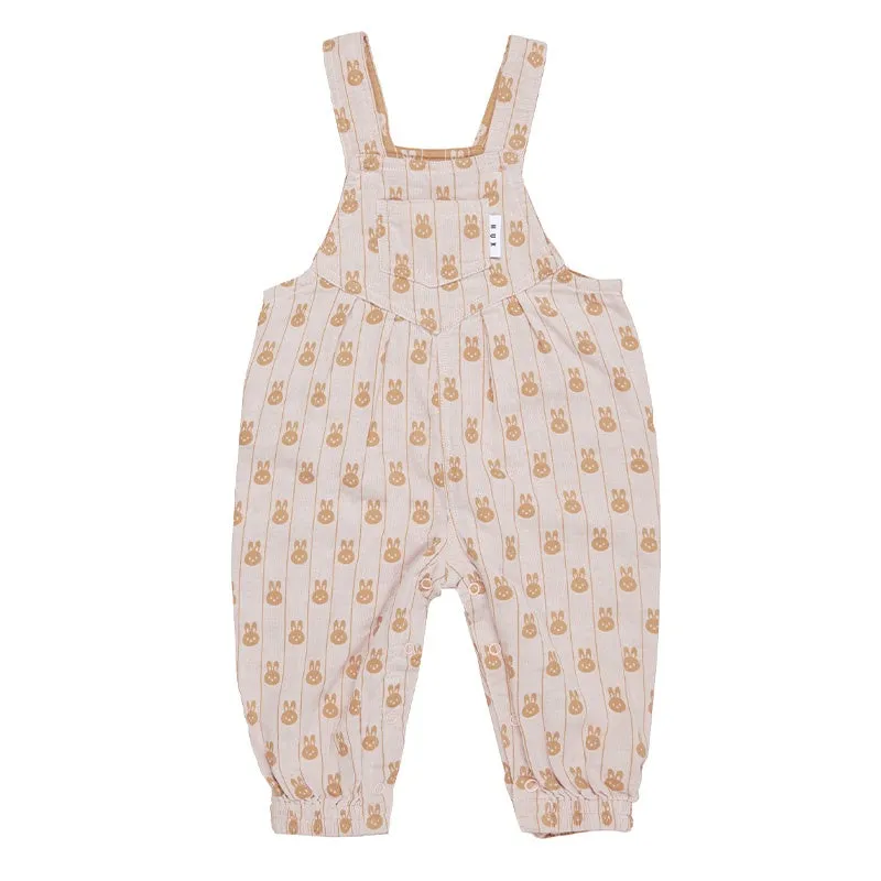 Huxbaby Bunny Stripe Reversible Overalls - Rose   Biscuit