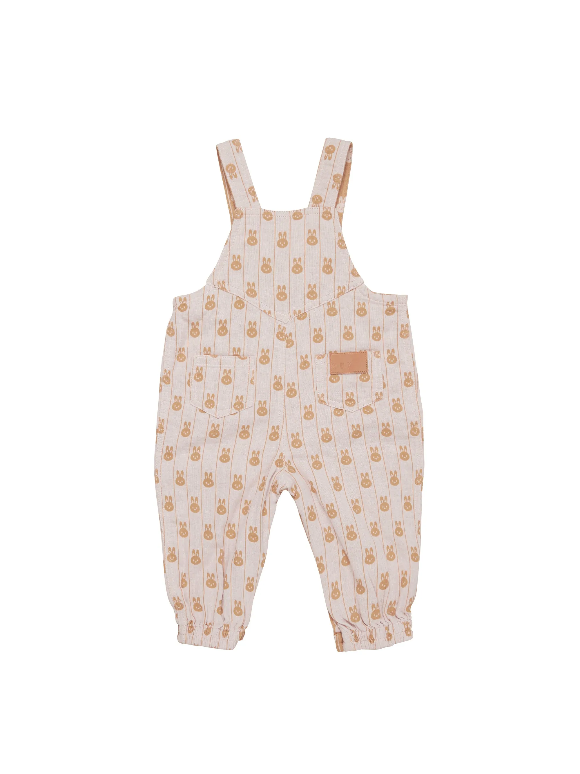 Huxbaby Bunny Stripe Reversible Overalls - Rose   Biscuit
