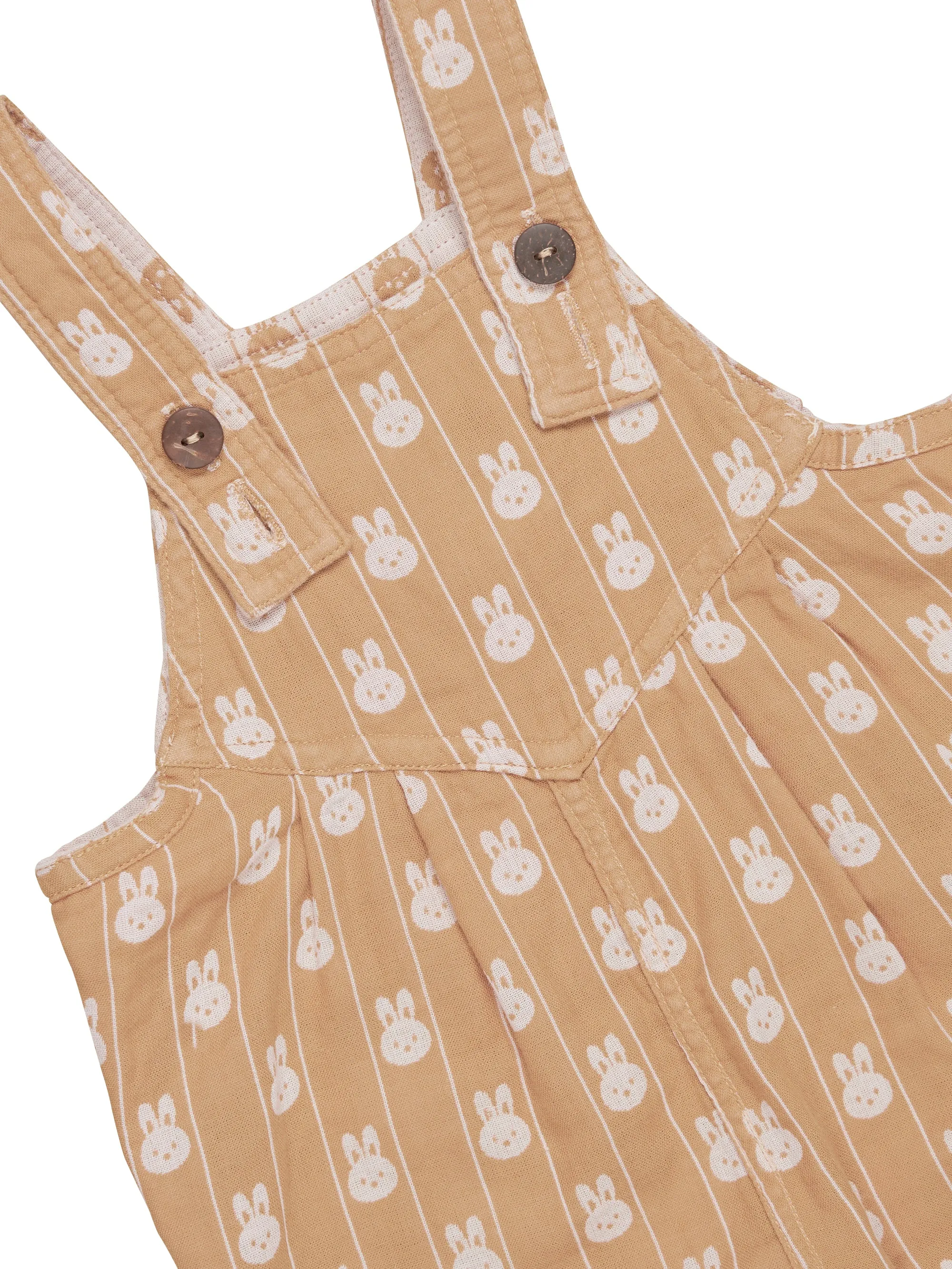 Huxbaby Bunny Stripe Reversible Overalls - Rose   Biscuit