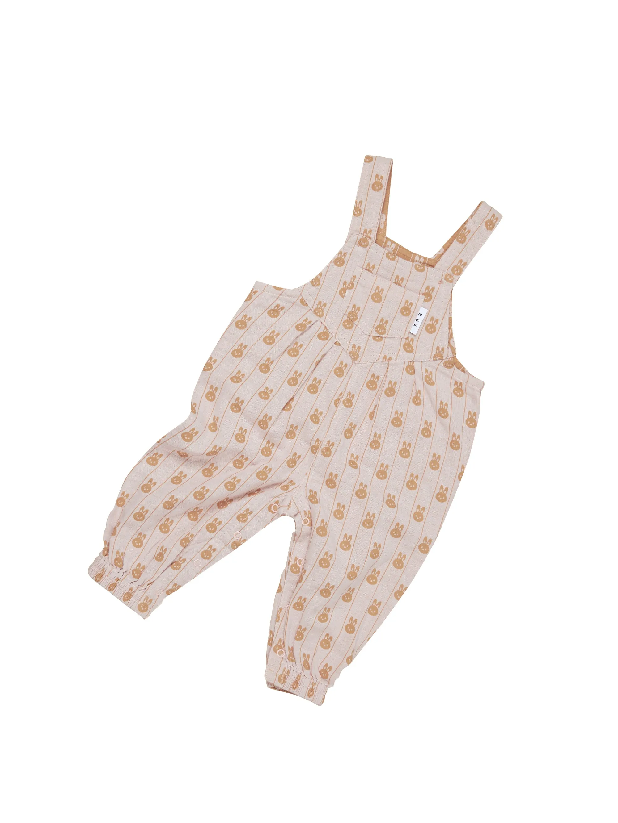 Huxbaby Bunny Stripe Reversible Overalls - Rose   Biscuit