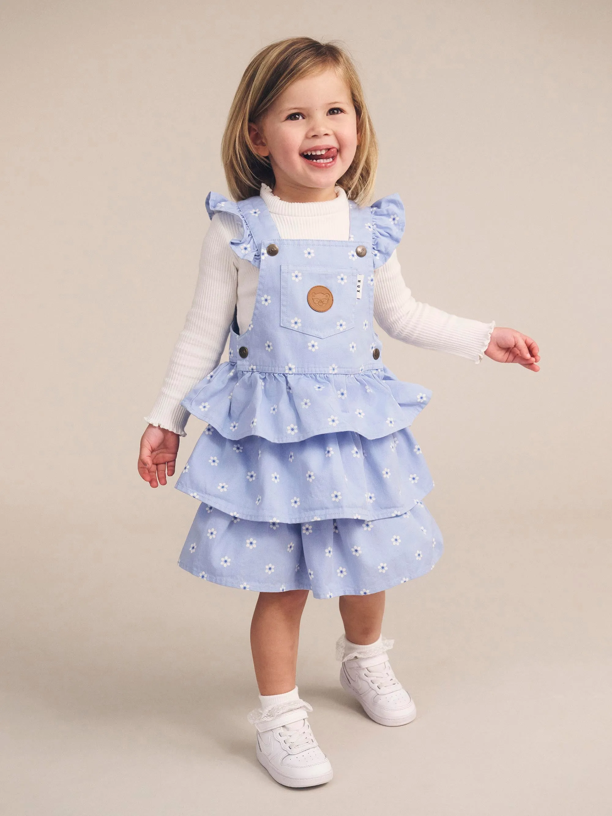 Huxbaby Ditsy Floral Tiered Overall Dress