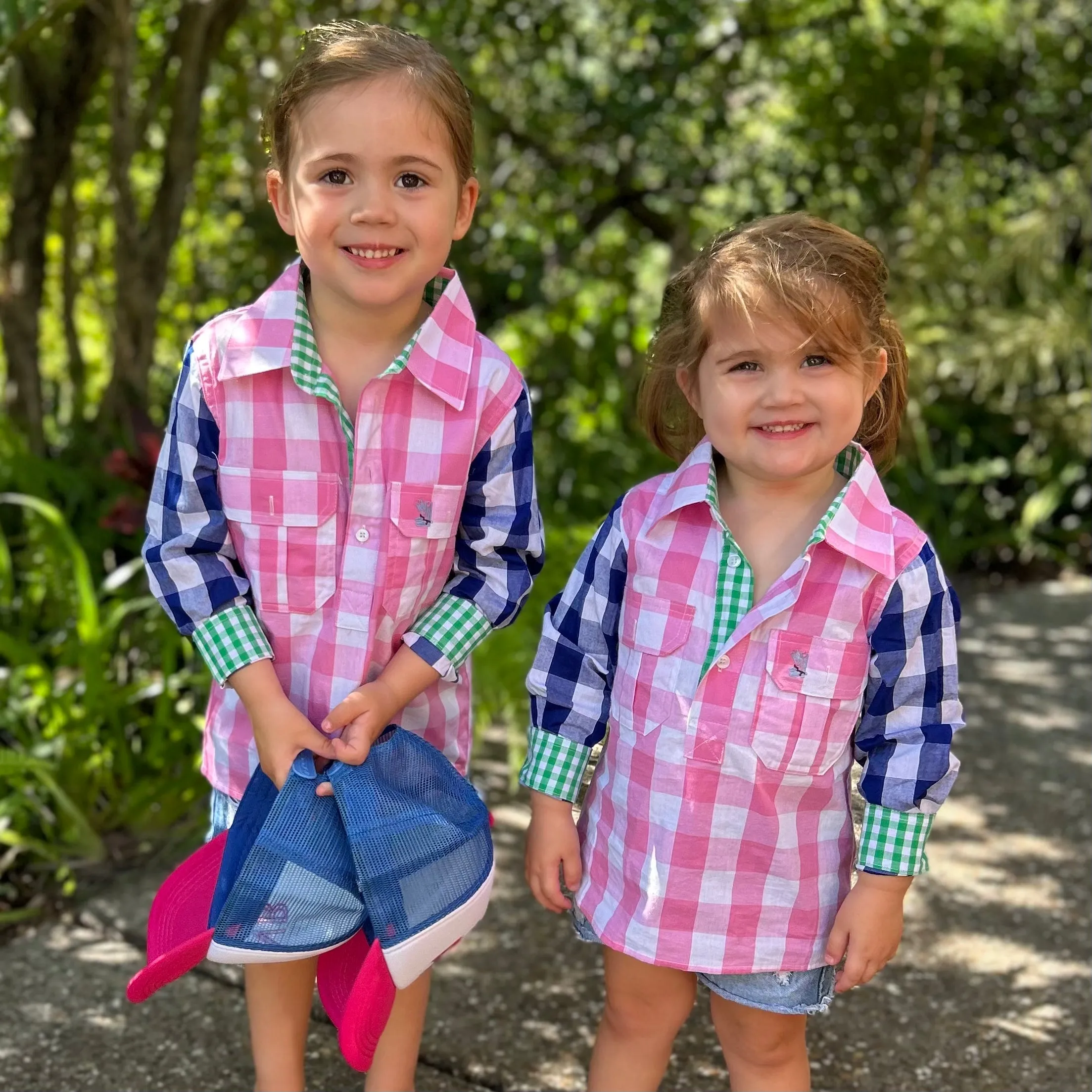Kids F-Large Pink Check Multi Shirt