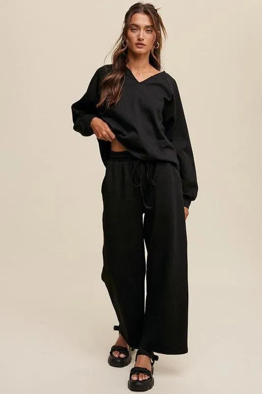 LISTICLE V-Neck Sweatshirt and Pants Set