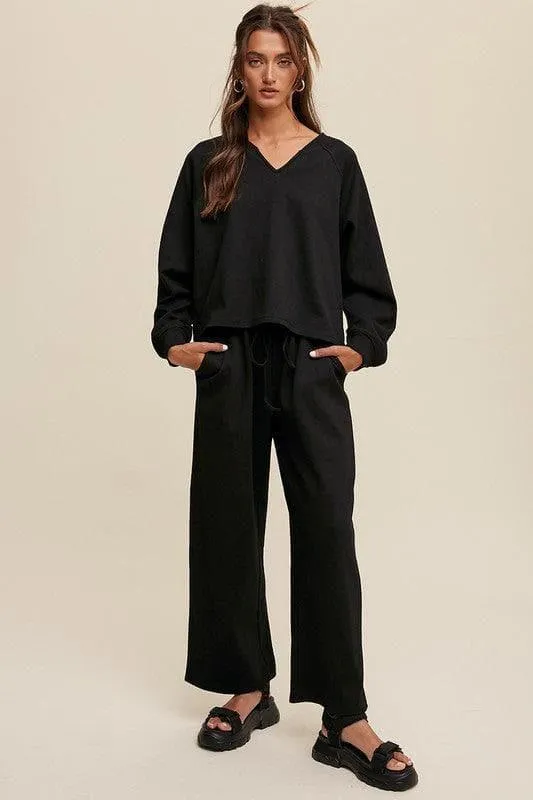 LISTICLE V-Neck Sweatshirt and Pants Set