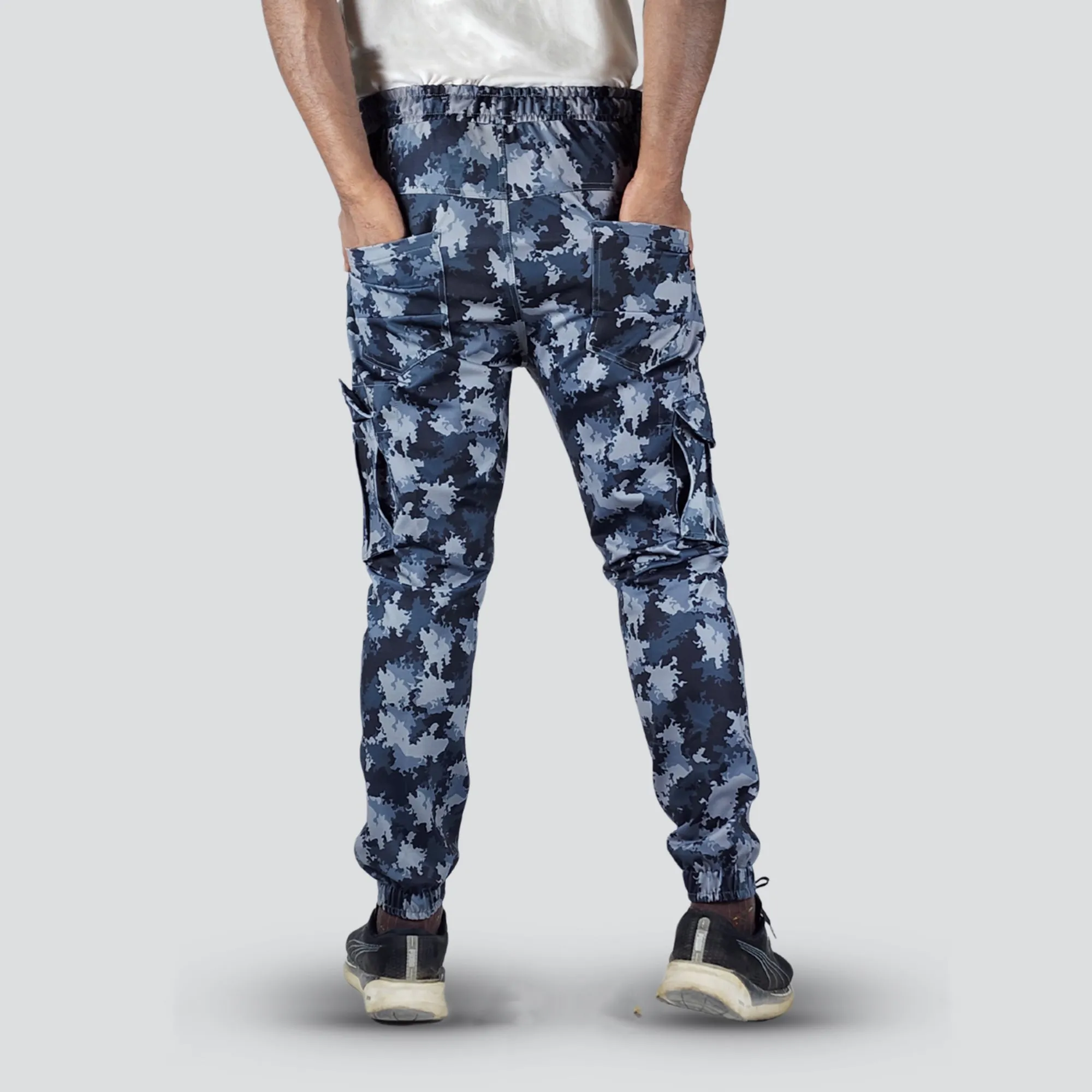 Men's Camo Cargo Pants With 6 Pockets - Grey