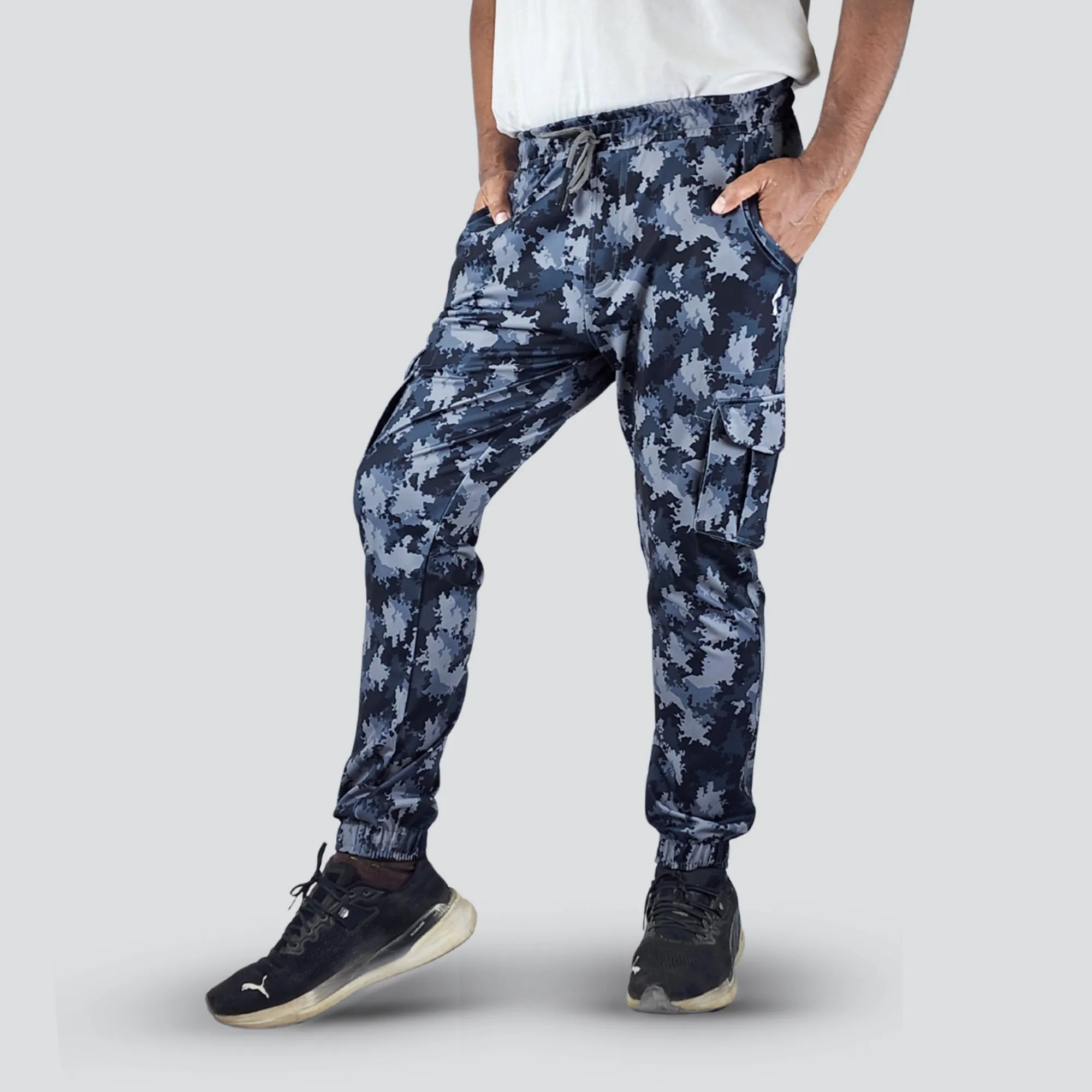 Men's Camo Cargo Pants With 6 Pockets - Grey