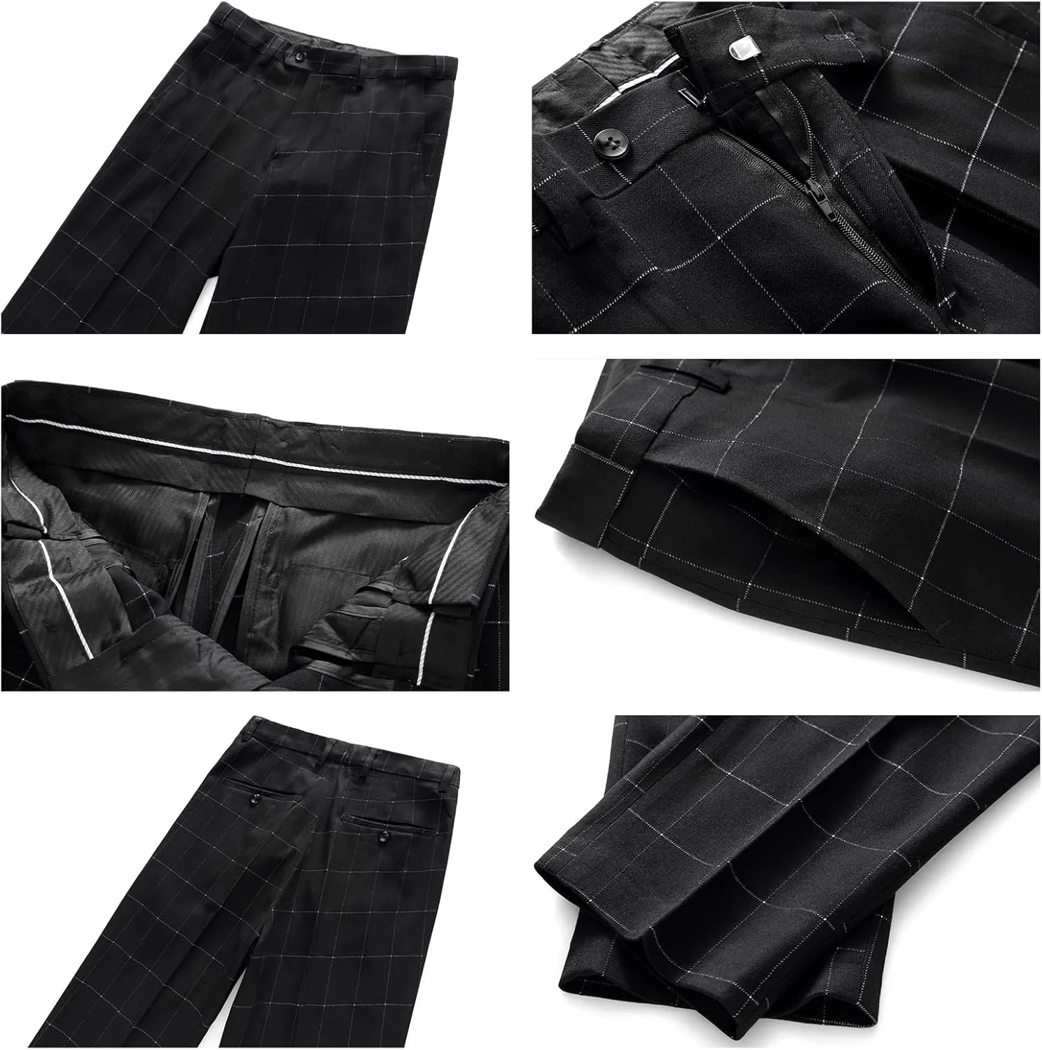 Mens Plaid Suit Slim Fit 3 Pieces Casual Checked Vintage Tuxedo Suit for Men for Wedding Business Party Blazer Pants & Vest