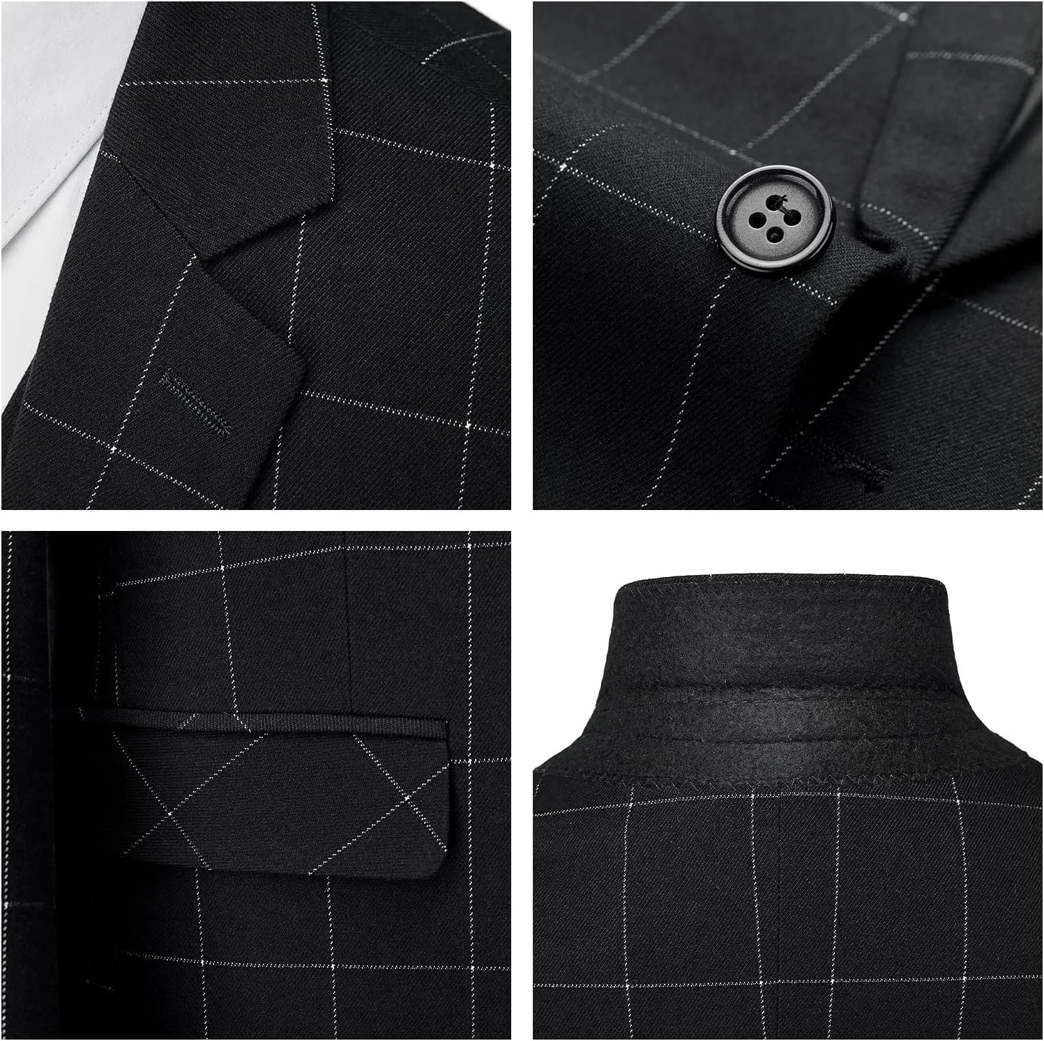 Mens Plaid Suit Slim Fit 3 Pieces Casual Checked Vintage Tuxedo Suit for Men for Wedding Business Party Blazer Pants & Vest