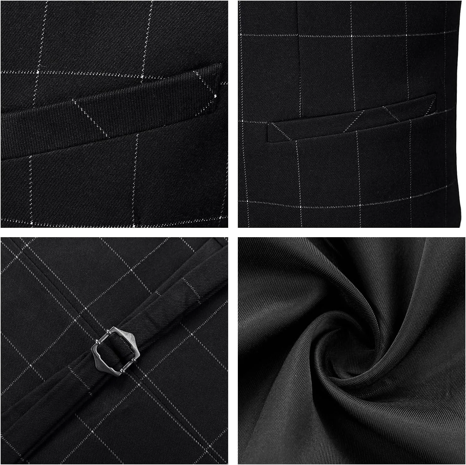 Mens Plaid Suit Slim Fit 3 Pieces Casual Checked Vintage Tuxedo Suit for Men for Wedding Business Party Blazer Pants & Vest