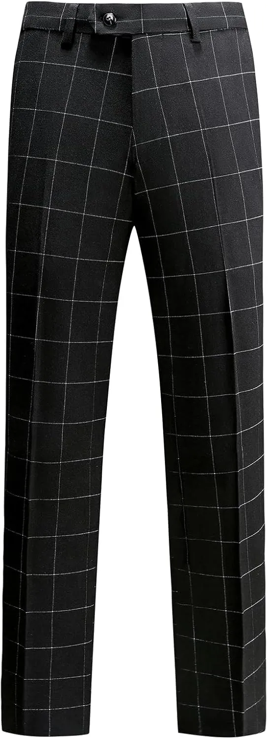 Mens Plaid Suit Slim Fit 3 Pieces Casual Checked Vintage Tuxedo Suit for Men for Wedding Business Party Blazer Pants & Vest