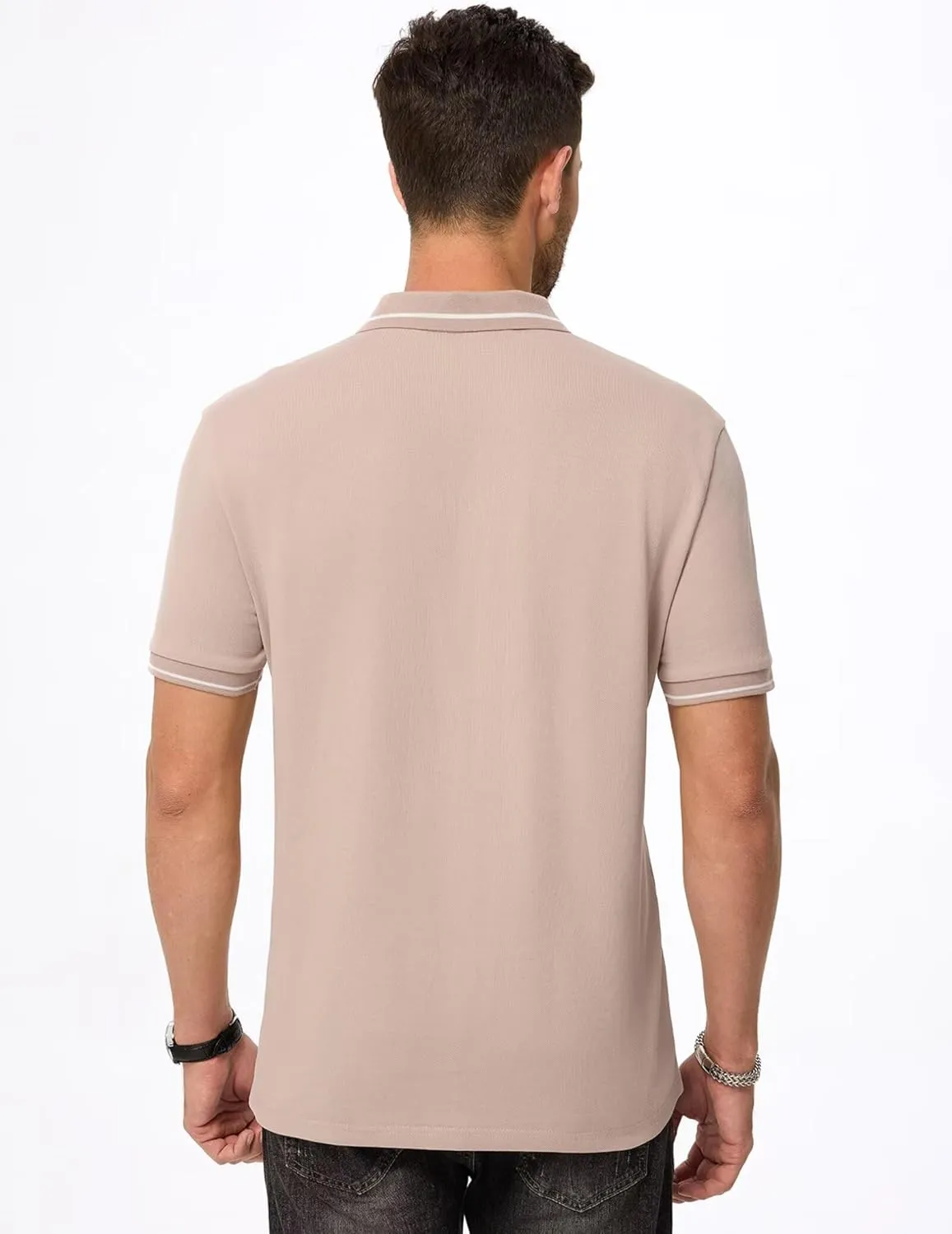 Men's Polo Shirts Classic Fit Button Up Short Sleeve Basic Cotton Tees Golf Work Tops
