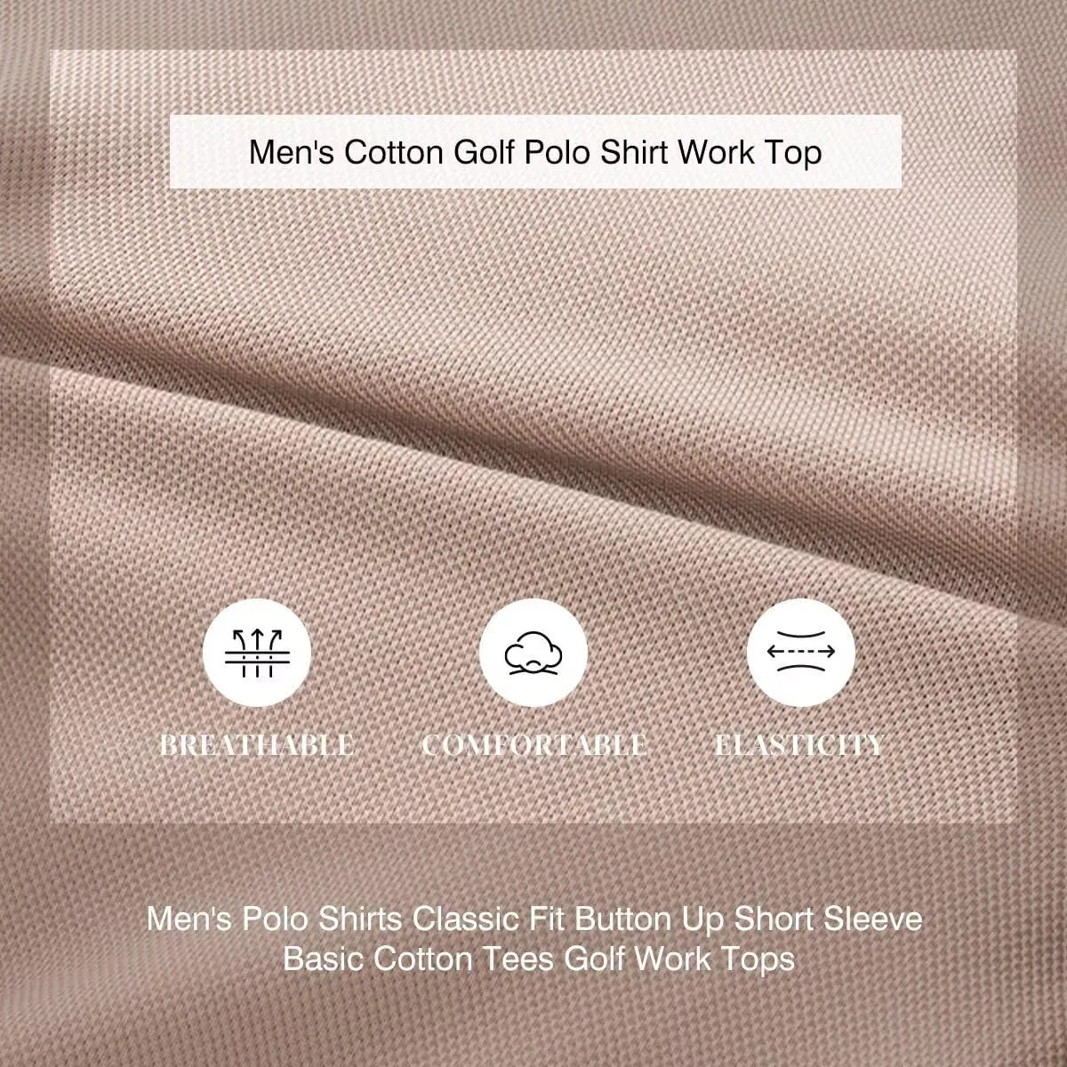 Men's Polo Shirts Classic Fit Button Up Short Sleeve Basic Cotton Tees Golf Work Tops