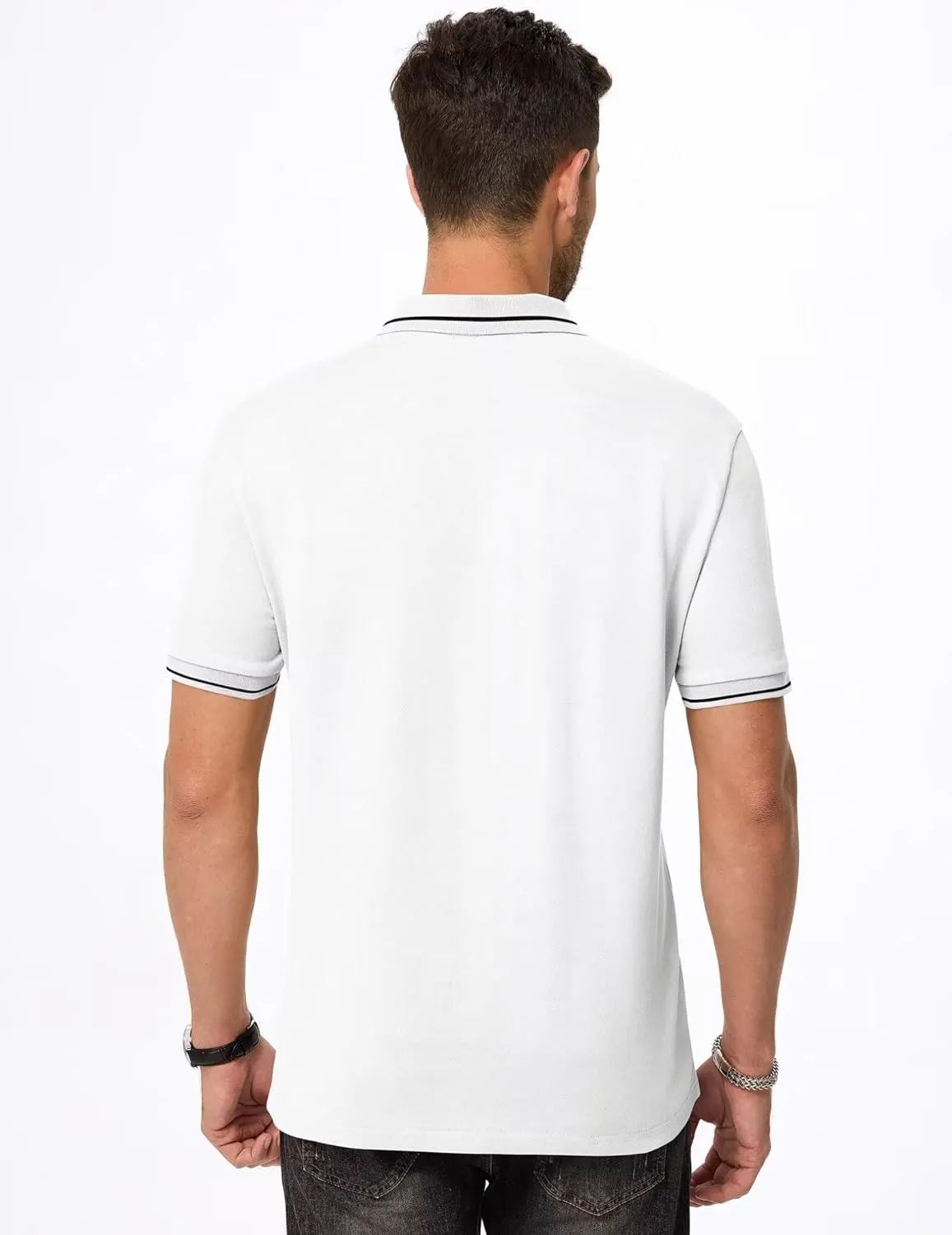 Men's Polo Shirts Classic Fit Button Up Short Sleeve Basic Cotton Tees Golf Work Tops