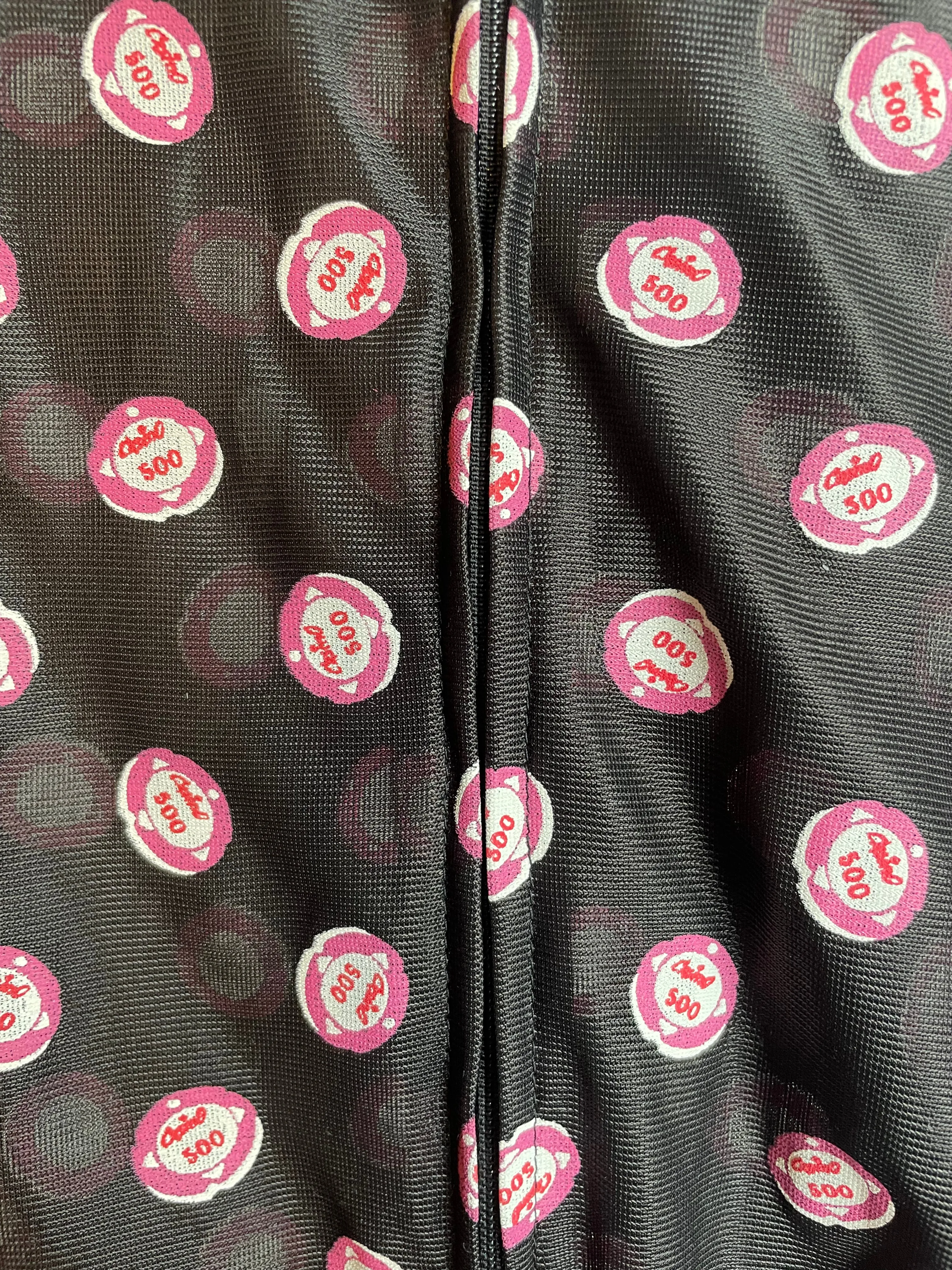 Miu Miu SS2000 mesh jacket with casino coin print and silver leather collar and trims