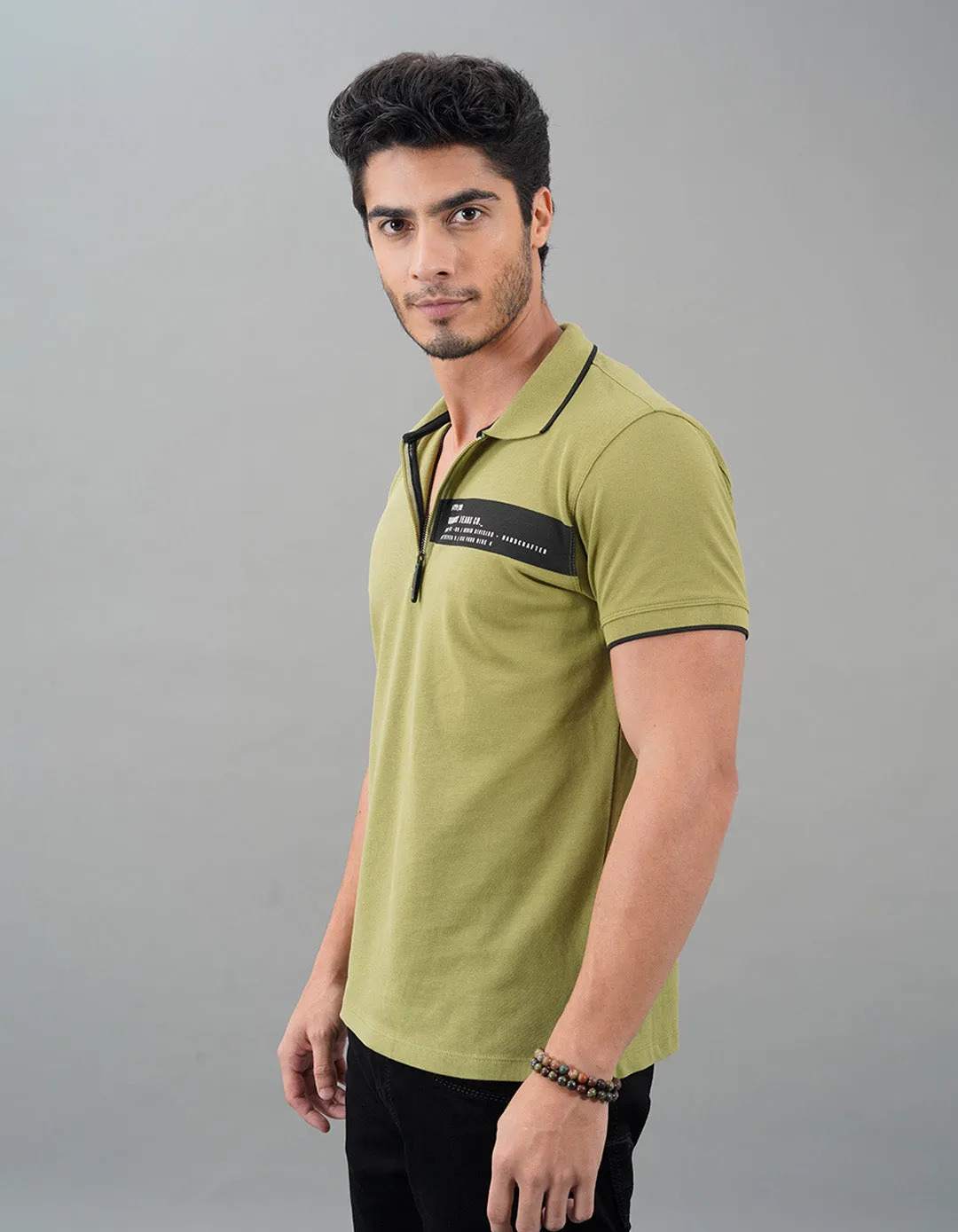 Moss Stone Half Sleeves Pique Polo Tee