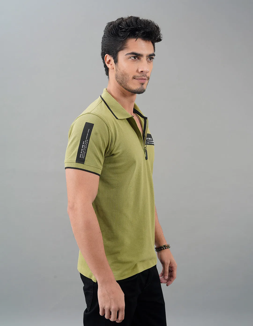 Moss Stone Half Sleeves Pique Polo Tee