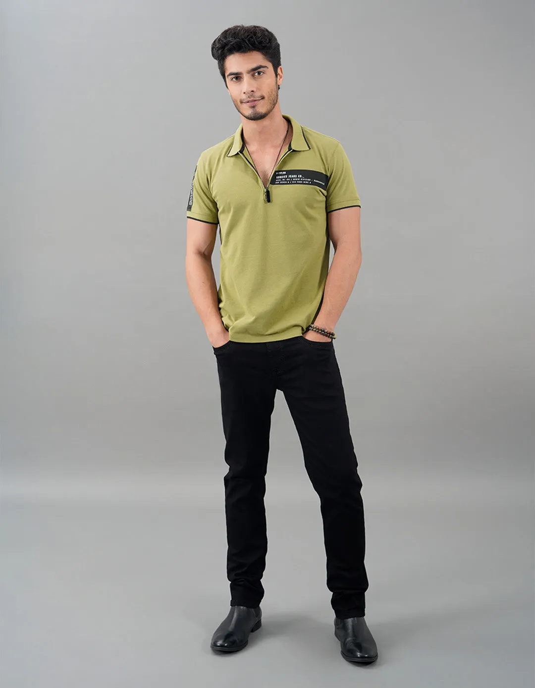 Moss Stone Half Sleeves Pique Polo Tee