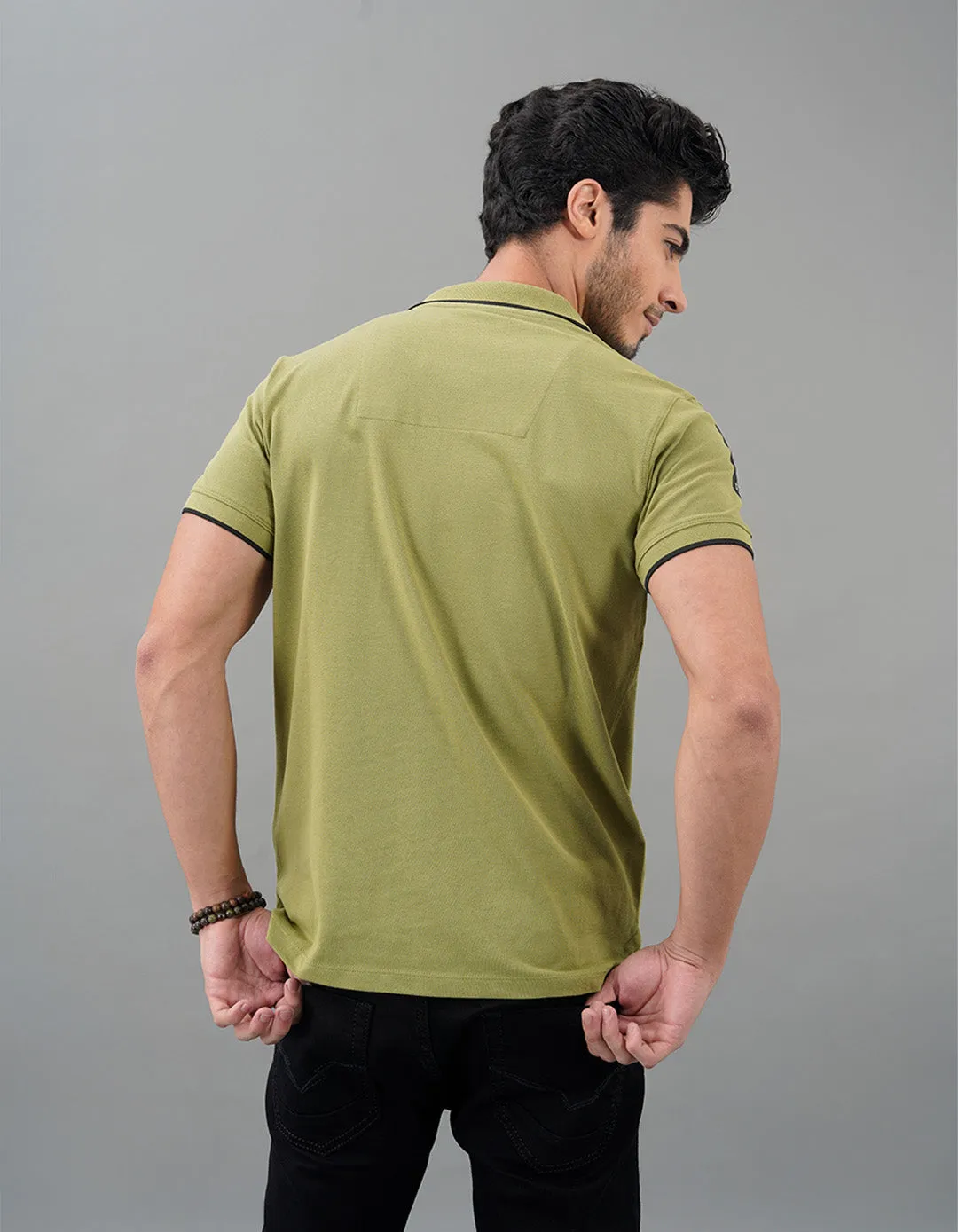 Moss Stone Half Sleeves Pique Polo Tee
