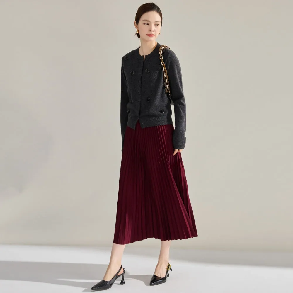 MV High Waist Pleated Midi Skirt