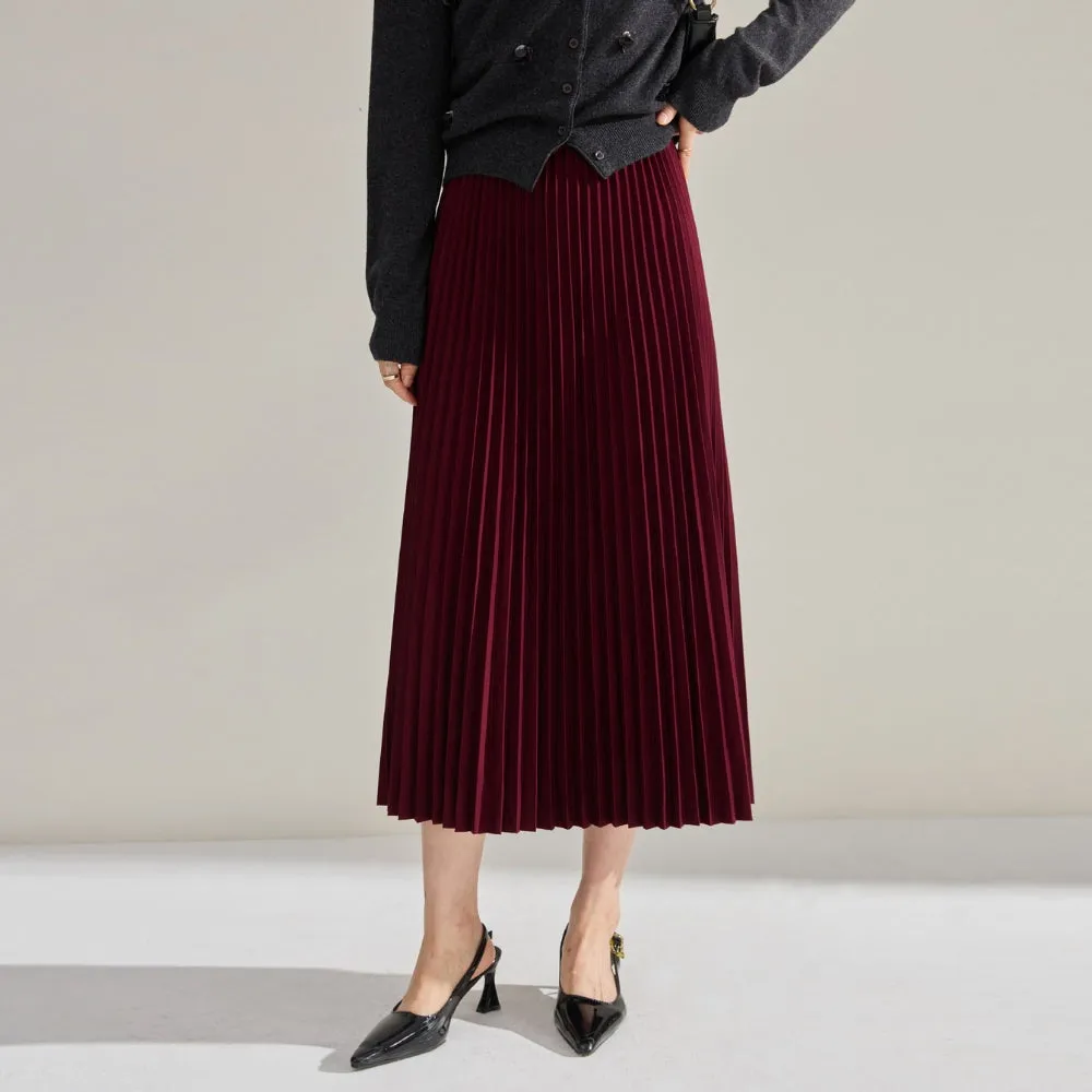 MV High Waist Pleated Midi Skirt