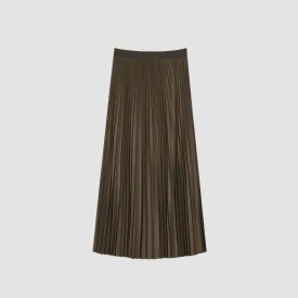 MV High Waist Pleated Midi Skirt