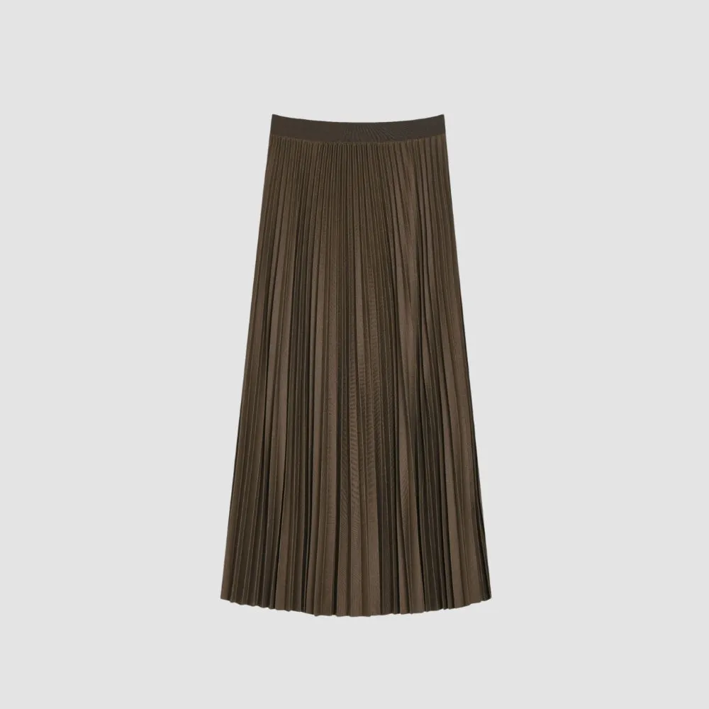 MV High Waist Pleated Midi Skirt