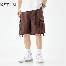 New Men's Casual Cargo Shorts Man Overalls Beach Sports Outdoor High Street Fashion Male Short Pants Loose Fit Elastic Waist