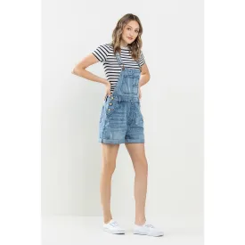 Orange Washed Cotton Denim Casual Romper Overalls