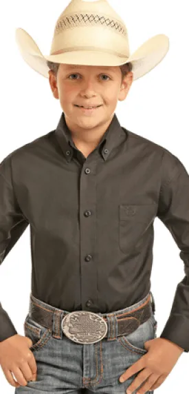 Panhandle Boy's Black Snap Long Sleeve Western Shirt PSBSODRZ6N