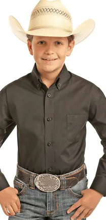 Panhandle Boy's Black Snap Long Sleeve Western Shirt PSBSODRZ6N