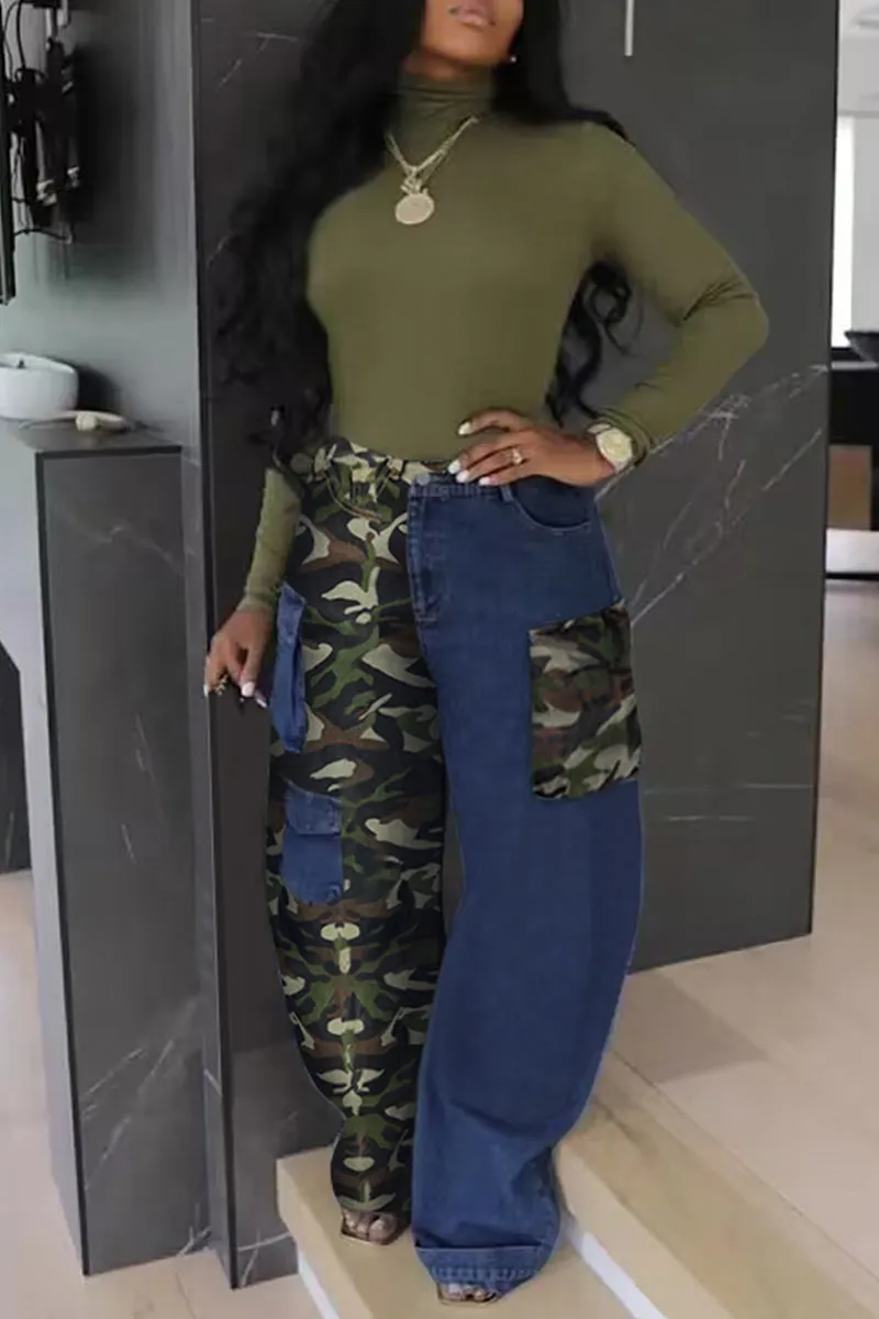 PH0490 Camo Denim Long Pants