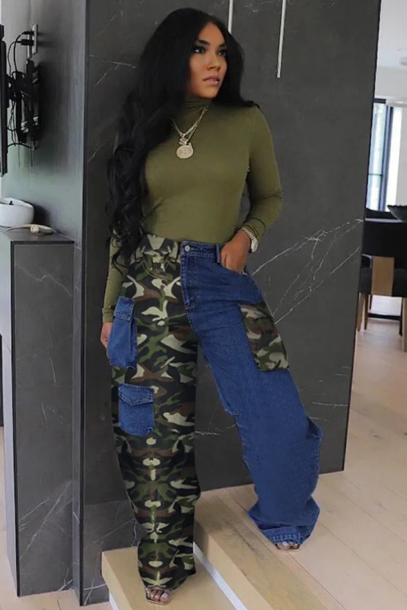 PH0490 Camo Denim Long Pants
