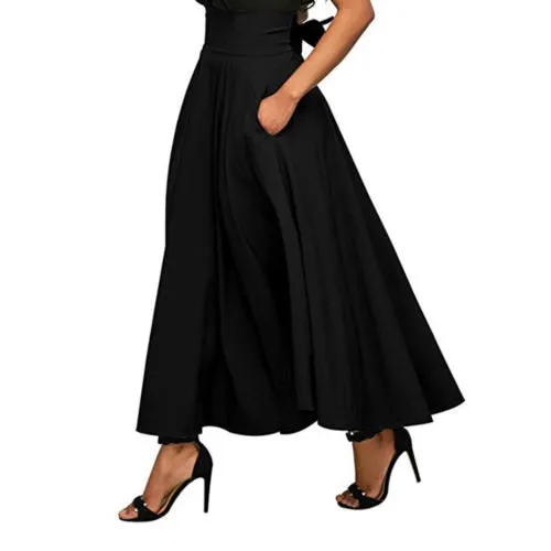 Pleated Cocktail High Waist Skirt With Pocket