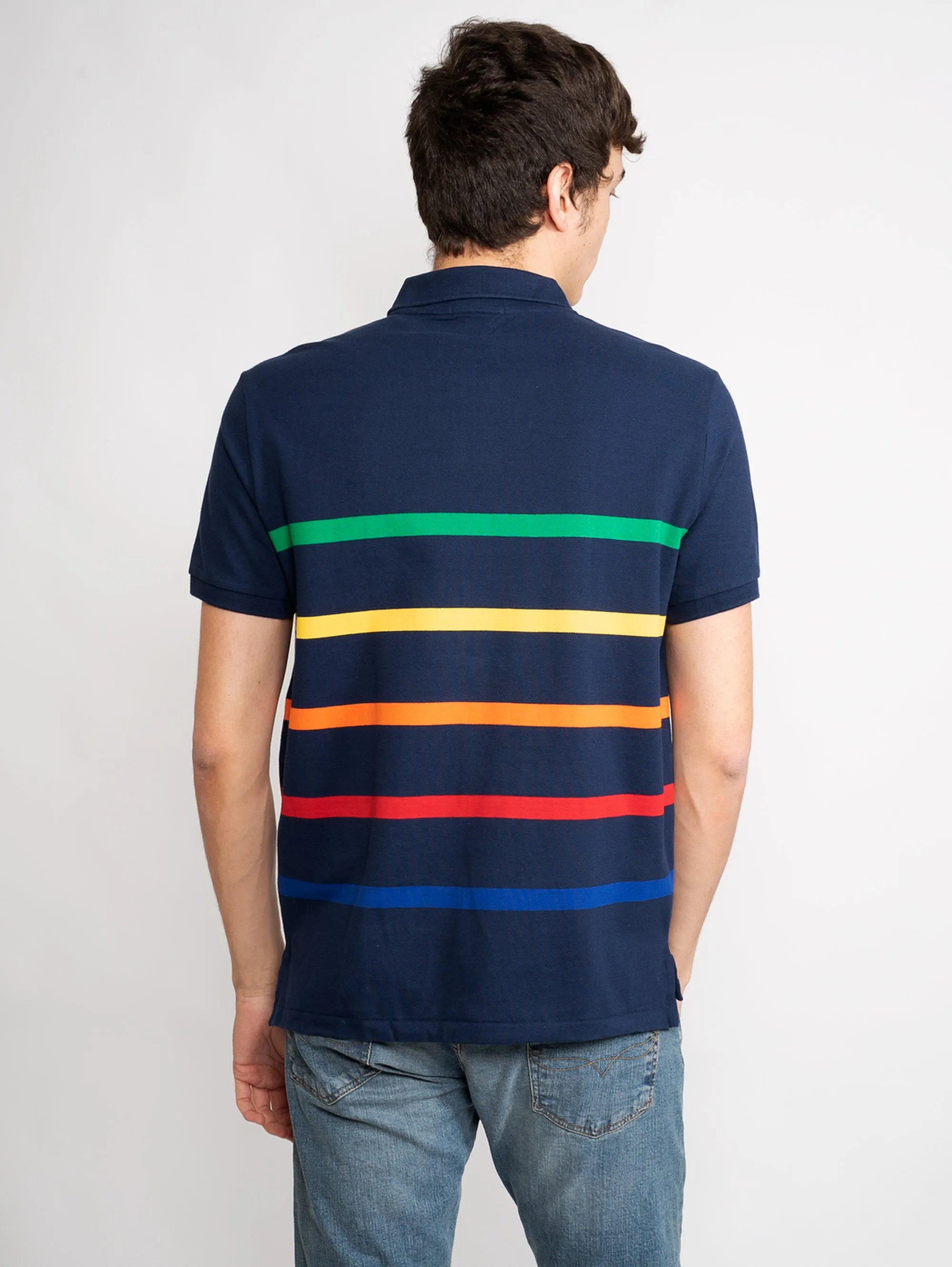 Polo a Righe Arcobaleno Blu