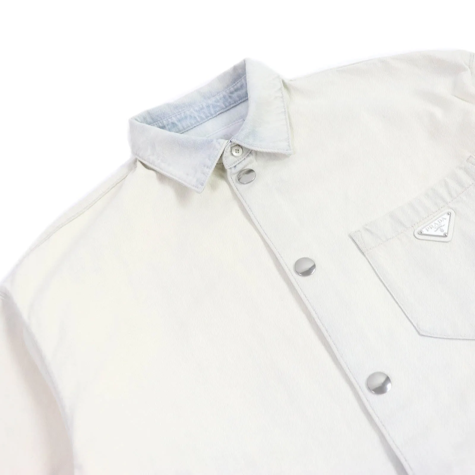 PRADA Denim Jacket GEC067 Main: 100% cotton leather, part: calf leather White type mens XXL Used